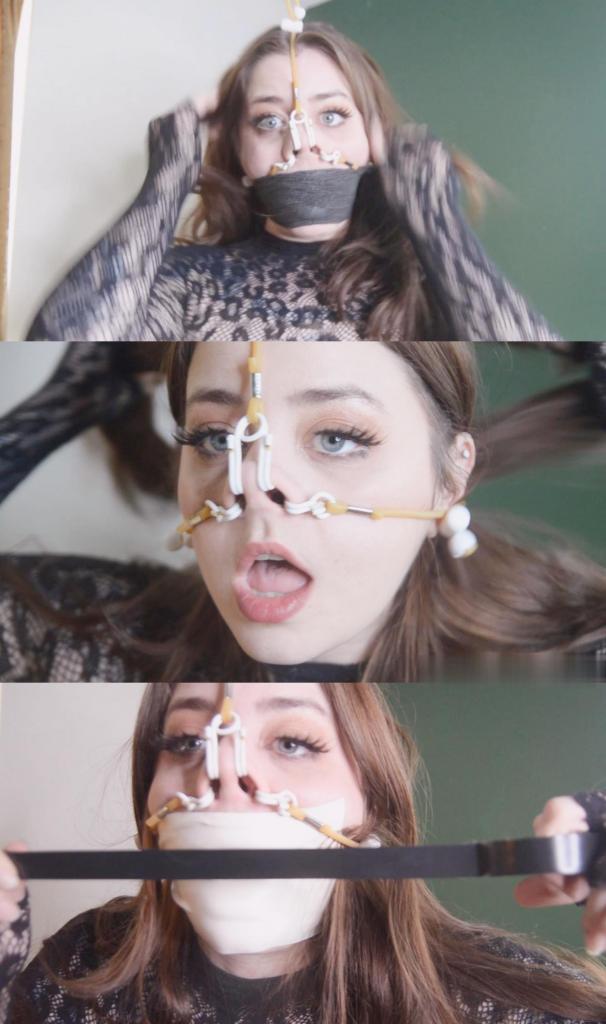 Leopard Bodysuit Gagtalk and Nosehook Playtime 我又回来了，带着另一个诱人的恶作剧视频，脱下我的鼻钩。我戴着它们看起来很可爱，尤其是穿着透明紧身衣挑逗你的时候。我把嘴塞得又好又深，然后贴上很多胶带。它把我的鼻子拉到极限，让你可以深入地看到我的鼻孔。我向你展示了我的口塞有多紧，然后把它取下来。我知道你会为此兴奋一段时间I'm back with another tantalizing gag talk video breaking out my nose hooks. I look so cute in them especially teasing you in my sheer bodysuit. I stuff my mouth nice and deep before adding lots of tape. It stretches my nose to the limit allowing you to look deep into my nostrils. I show you how tight my gag is before removing it. I know you'll be gooning to this for a while 