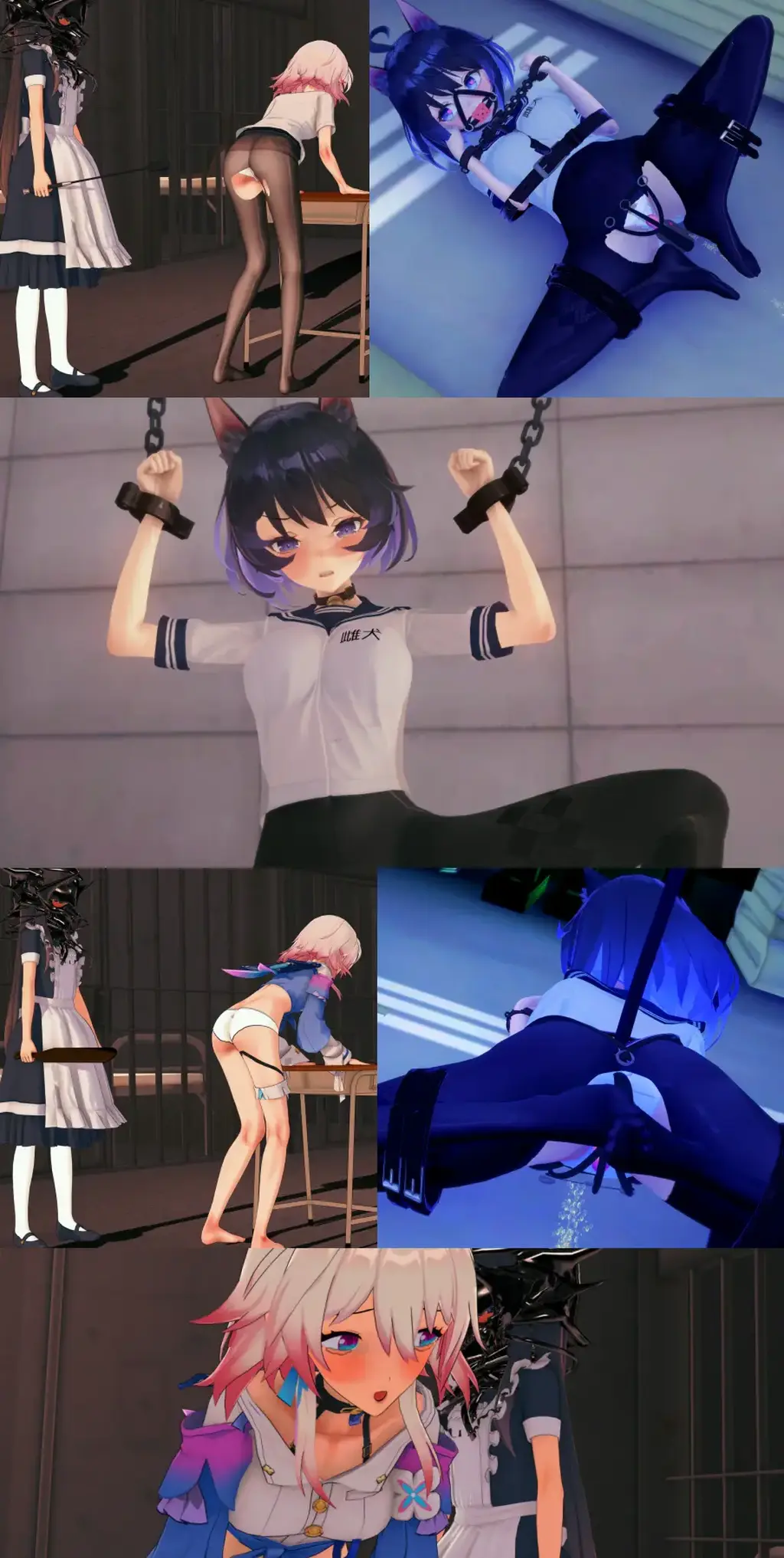 【3D动画】SM监狱（奴隶少女的惩罚日常）------对于不听管教的少女那又该怎么办呢？那当然是狠狠惩罚了！ 大家好，欢迎来到SM监狱，这里专门收编各种少女<br>我们的主要任务是把她们调教变成听话的小M奴隶<br>最后再送回她的主人身边<br>SP鞭打（木板 鞭子） 玩具强高 狗奴调教 全身拘束 监禁折磨 SM虐待<br>scene01：SP实验！木板和鞭子轮流上阵，狠狠折磨小M的屁股<br>scene02：快乐棒强高体验！被调教到潮/吹<br>scene03：狗奴拘束放置，把全身都拘束起来，在塞上玩具，最后欣赏少女欲罢不能的表情吧~