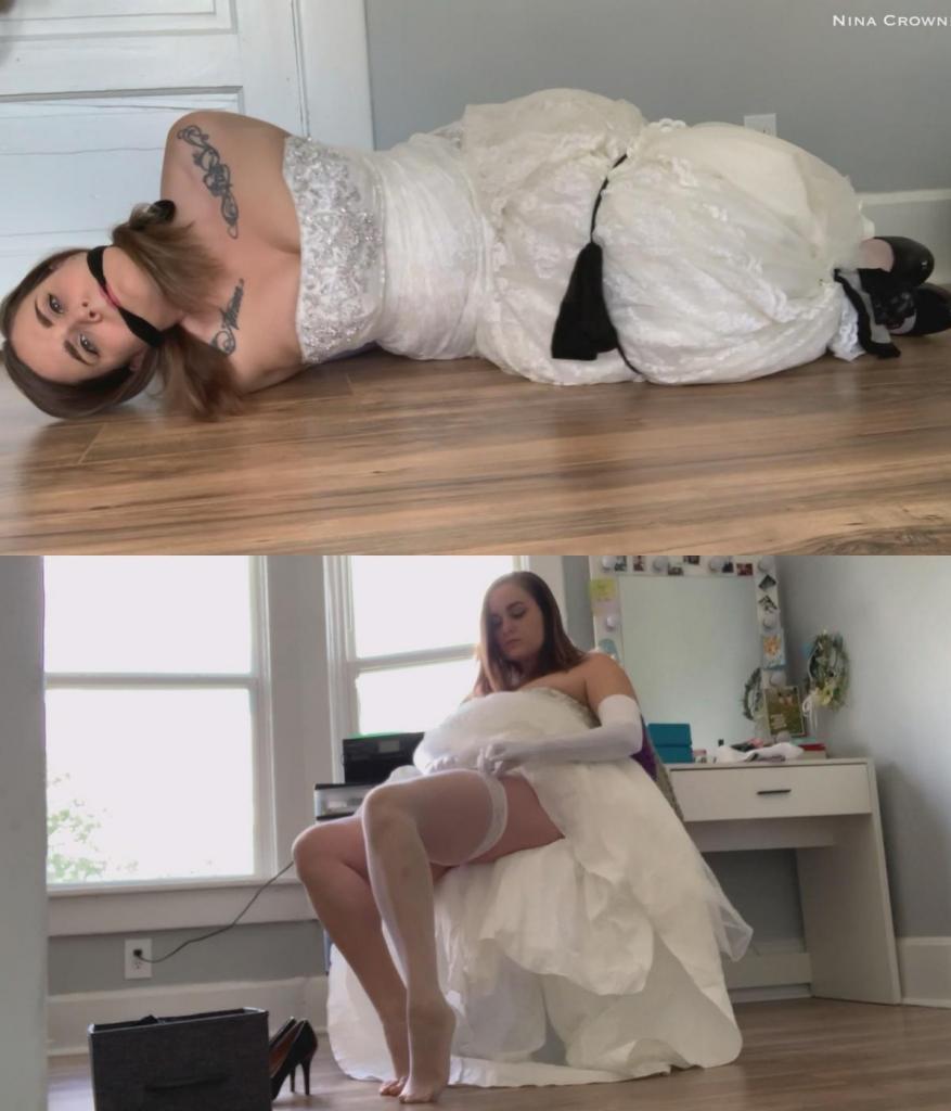 Damsel in Distress 你看到我试穿你妈妈的婚纱，戴上她的缎子手套和白色长袜。当你质问我时，我试图逃避，但你却威胁要告诉她。我不想让她知道，所以我说我什么都愿意做。你说你想玩一个游戏——恶棍和陷入困境的少女。我会穿着礼服被绑在“火车轨道”上，你会看着我挣扎。我同意了，然后用长袜堵住自己的嘴。当我被绑在地上时，我挣扎着挣脱束缚，大喊求救。最后我终于挣脱了，但需要费很大力气才能挣脱。下次我们再来一次，但我要你保证把绳子绑得更紧。You catch me trying on your mother's wedding dress, putting on her satin gloves, and white stockings. When you confront me I try to get out of it, but then you threaten to tell her. I don't want her to know, so I say I'll do anything. You tell me you want to play a game--villain and damsel in distress. I'll be tied down to the "train tracks" in the gown and you'll watch me struggle. I agree then use a stocking to gag myself. When I'm tied up and on the ground, I struggle against the bondage, calling out for help. Eventually I'm able to free myself but only after a significant amount of wriggling around. Next time we'll do it again, but I make you promise to tie it tighter.