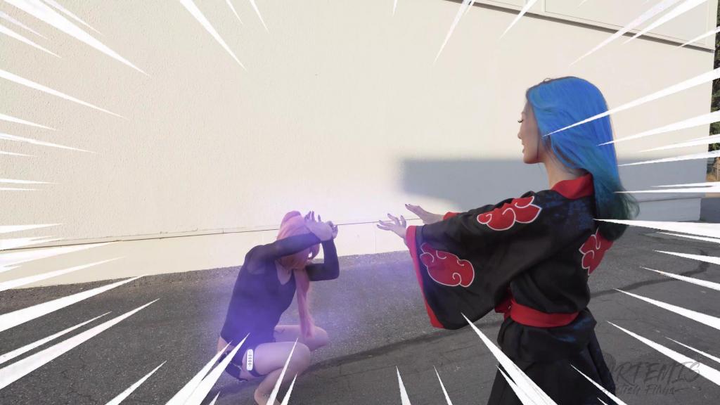 Ak-ha-tsuki [ft MoodyRina] Artemis has been hunting down Rina for a long time, but Rina will not go down without a fight. Although Artemis has the quickness advantage, Rina is confident in her skills to defeat the lesser Ninja. After a brief battle, Artemis reverses the Akatsuki's powers against her, locking her in place.<br><br>Shortly after, Rina finds herself tied to a table, feet propped up and to her disgust, Artemis peels off her boots and socks, giving them a good whiff. What does Artemis have in store for the now helpless baddie? She seems quite keen and interested in how soft her enemies soles are... Maybe some tickling and foot worship is in the books.