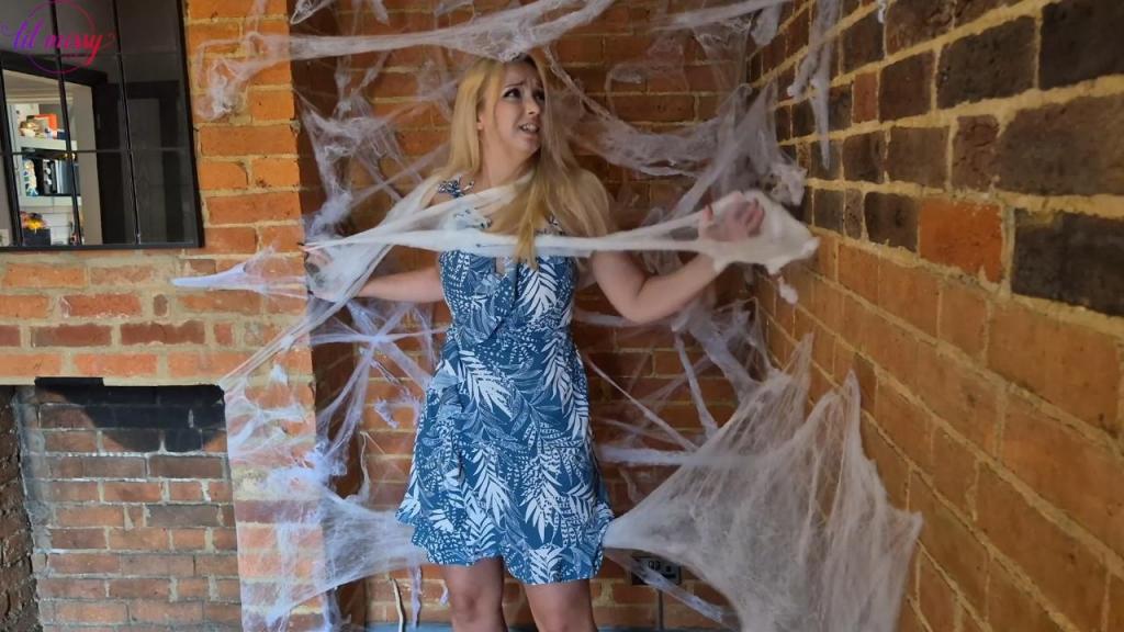 Lil Missy UK in Untidy housewife webbed, bitten and cocooned by huge spider 1080p I thought I kept a pretty clean and tidy home, so how did I not notice these huge spiderwebs? They're so sticky, and it doesn't take long for me to become trapped in them. The huge spider that made them, introduces themselves to me by jumping on my shoulder and biting my neck.<br>It doesn't take long for the venom to kick in, as I start feeling drowsy and confused. My hands are then pulled above my head and webbed to the ceiling. The spider takes full advantage of this.<br>tle. The spider fixes this by biting me again, this time on the thigh. This second bite completely knocks me out and I am now left to hang in my giant web cocoon.<br><br>