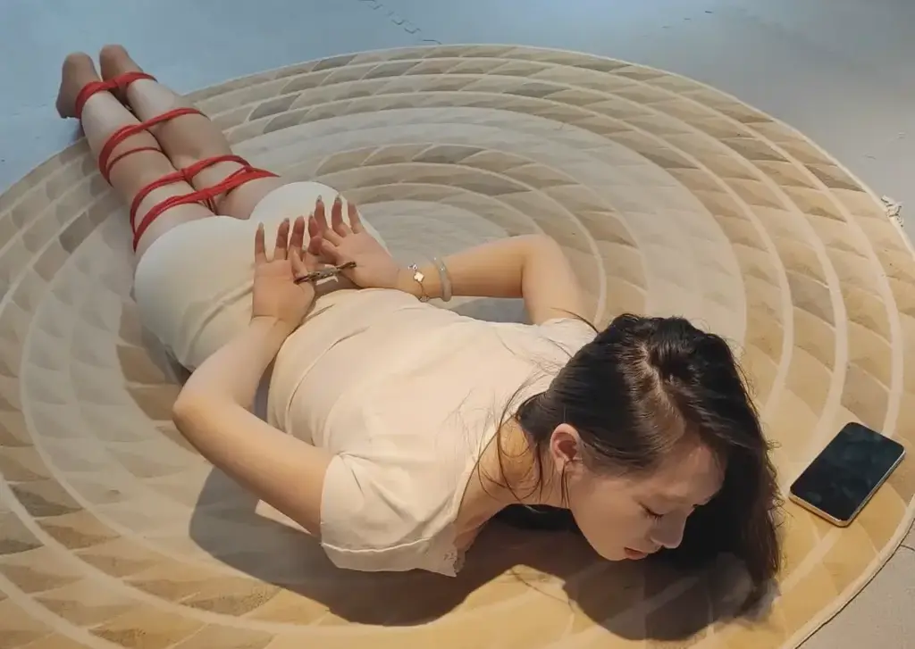 卢曼莹玩自缚把自己绑起来挣扎 卢曼莹玩自缚，把自己双腿绑起来，又用手铐把自己手指锁在背后，趴在地上挣扎，累了就睡着。视频解压密码：666888 。<br>一绳所爱绳艺体验店面向全国爱好者开放，本店提供绳艺捆绑模特服务、体验女绳师捆绑服务、变装绳艺体验、绳艺婚纱照摄影、体验长时间囚禁服务、绳艺教学培训、绳艺交流会、绳艺逃脱挑战赛、场地出租、专业麻绳销售，原创绳艺扑克销售、原创视频套图销售、作品私人定制、模特原味丝袜出售等，另外本店招募同好合作伙伴。微信：351552501初心