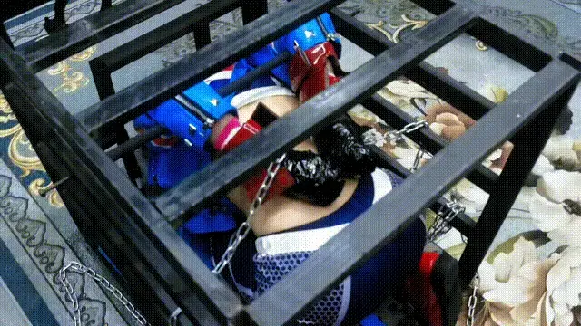 【飞天定拍】韩玉铁笼禁锢 韩玉被堵住嘴巴，包裹双手，戴上镣铐后被迫爬进笼子里。<br>听力被剥夺的她意识到要发生什么的时候为时已晚，嘴巴被堵得严严实实叫也叫不出来，最终被飞天老师用神秘工具禁锢在了笼子里。<br>个人非常满意的一部作品，灵感来源于家具站FBI的系列作品，飞天老师的动手能力尽可能地还原了家具站的效果。<br>解压密码：241209