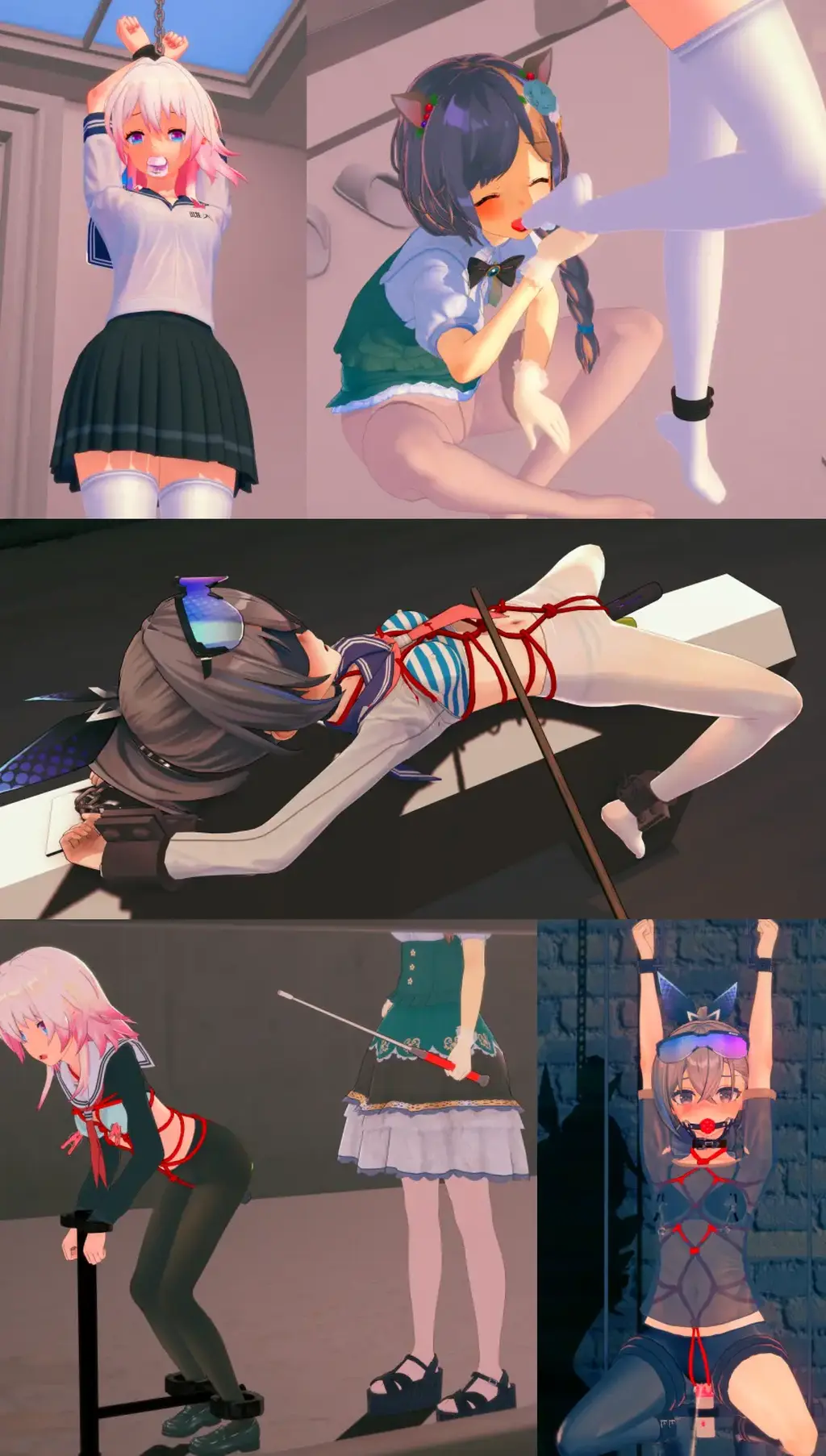 【3D动画】捕获少女-----强制服从(倒吊拘束，强制高/潮，白丝舔足，半蹲式SP，木棍虐胸） 【3D动画】捕获少女-----强制服从(倒吊拘束，强制高/潮，白丝舔足，半蹲式SP，木棍虐胸）<br>有想看的角色或者玩法可以私信告诉我或者直接在下方留言
