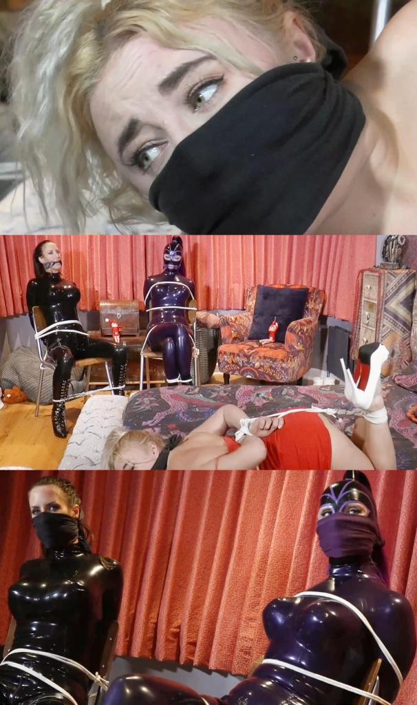 Zoey, Charlie &amp; Brook in: Astonishing Goings-On at Winter-Spice Manor: Sceptical Latex-Protector Zoey, Charlie & Brook in: Astonishing Goings-On at Winter-Spice Manor: Sceptical Latex-Protectors Overrun by Malevolent Elves of Christmas Past!这次失败的救援行动的遗留问题，是对那些被赋予权力（但不会持续太久……）的乳胶女神们的强烈提醒，她们现在仍然无力地在 Sigfried Lollygaggle 的祭坛上扭动，Sigfried Lollygaggle 是一个无可救药的老浪漫主义者，他被认为是一个黑暗的心和超凡的神秘爱好者。他现在把他的黑暗注意力转向了他的魔术，我们要把这一切归咎于谁呢？为什么，美丽的金发女郎 Zoey 又名佩内洛普女士本人，多年来，每年圣诞节，她都拒绝了他令人毛骨悚然的追求。最后，在花了很长时间来吓唬她继承的庄园之后，是时候向这个小家伙展示他到底是为了什么了。她将为拒绝他的爱意轰炸付出惨痛代价，她敢于雇佣的任何强硬的女保镖也会感受到他的愤怒！<br><br>这个圣诞节，事情变得非常非常糟糕……哈哈哈哈哈哈！<br><br>一个电话。一个担忧。一位失踪的女士！这是一场紧张、无法逃脱、极其性感的捆绑和堵嘴冒险的关键。这两个雇佣的辣妹被紧急召唤到阴森的 Winter-Spice Manor，她们的工作是服务和保护一位有跟踪狂问题的富有社交名流——她们并不完全惊讶于发现这座老房子似乎空无一人……当然，事实并非如此，因为他们很快就会发现……这对持怀疑态度的二人组自诩为（有点嘲讽地）“捉鬼者”，可以发誓左边的胡桃夹子刚刚动了，但一定是光线的把戏，对吧……？但这里还有更多需要担心的事情，楼上那些含糊不清的声音到底是什么？他们很快就发现了金发女郎，她被捆绑、堵嘴，被调皮的精灵包围着！佩内洛普小姐无法警告美女们，因为她的嘴塞太紧了，根本听不懂。<br><br>妖精们迅速而凶猛地制服了这些妖精，她们对自己如此轻易地被惊吓和抓住感到愤怒，现在被捆绑和堵嘴，她们继续挣扎、扭动，并发出声音，持续了几分钟。<br><br>这些小妞都被厚厚的布紧紧地塞住嘴。佩内洛普小姐是他眼中的宠儿，被牢牢地绑住，被摸索着，在坐在椅子上的乳胶胸罩机旁激烈地挣扎。<br><br>女孩们被绑住，嘴里塞着厚厚的布条，在床上和座位上扭来扭去。她们被紧紧地堵住了嘴。女孩们无法逃脱，也无法用这些塞子说出任何听得懂的话，她们几乎说不出“救命”，但她们继续试图互相交流，但是不可能的。<br><br>她们的面部表情和无助感使她们睁大了眼睛，偶尔翻白眼，环顾房间，戴着布塞的她们看起来当然非常性感。<br><br>疯子最后一次回来检查他的俘虏，蒙住她们的脸，用额外的土匪式布塞住她们的嘴——在向她们保证她们黑暗的圣诞节信仰后，让她们完全无助。所以，当我们帮助自己面对她们极度无助的时候，又到了表演时间。美女们——被捆绑的 Ziptie 女士和被绑在椅子上的穿着乳胶的尤物们，用力扭动着，脸上被热乎乎的、沉重的口塞堵住。让我们再次坐下来，享受怀疑者和告密者在极度危险中蒙面的每一个最后时刻。这会让你在这个寒冷的冬季里暖和起来！The remnants of this botched-rescue mission is a stark reminder to the empowered (not for long…) latex-covered goddesses who, even now, writhe, powerless, at the altar of Sigfried Lollygaggle, a hopeless old romantic at what passes for his black heart and occult dabbler extraordinaire. He’s turned his black attentions now to his conjuring, and who do we have to blame for all of this? Why, the comely blonde Zoey aka Ms Penelope Herself, who for many years now, each Christmas, has rejected his creepy advances. Finally, after an age spent spooking her inherited manor house, the time to show this little-what-KNOT, what-for, is at hand. She’ll pay dearly for rejecting his love-bombardments, and any tough lady-bodyguards she dares to hire, too, will feel his wrath!<br><br>This Christmas, things are getting very, very black… Mwuhahahahbahaha!<br><br>A phone call. A concern. A missing lady! The key set up for a tight, inescapable, and supremely sexy bound and gagged adventure. Having been summoned, post haste, to eerie Winter-Spice Manor, the two hired hotties, their job to serve and protect a wealthy socialite with stalker issues – are not entirely surprised to find the old house apparently empty…. Of course, it is not, as they will soon discover… Fancying themselves (somewhat sneerily) ’ghostbusters’, the sceptical duo could SWEAR that the nutcracker on the left just moved, but must have been a trick of the light, right…? But there is far more here to worry about, and what on EARTH are those mumbly noises coming from upstairs?? They soon discover the blonde, bound, gagged, and surrounded by mischievous elves! Miss Penelope is unable to warn the beauties as her gag is way too tight for her to be in any way intelligible.<br><br>The vixens, subdued quickly and viciously by the elves, are incensed that they’ve been so easily surprised and overtaken, and now struggle bound and gagged, and they continue to struggle, wriggle and make noises with a passion for several minutes.<br><br>Each of these chicks has been tightly cleave gagged with thick cloths. With the apple of his fetid eye, Miss Penelope, summarily securely hogtied, groped and left to struggle intensely alongside the latex-clad bust-machines all done up in their chairs.<br><br>The girls are kept bound and thick cloth cleave gags and wriggling around on the bed and in those seats. They are so tightly gagged completely. The girls are unable to escape or make any understandable words with those gags, they can barely say ‘help’ but they continue to try and communicate with each other but it’s impossible.<br><br>With their facial expressions and helplessness in their eyes wide open and the occasional eye rolling and looking around the room, with cloth gags they look, of course incredibly sexy.<br><br>The madman returns for the final time to check on his captives and covers their faces, gagging them with an extra Bandit-style cloths – and, after assuring them of their dark yuletide faiths, leaving them in complete helplessness. And so, as we help ourselves to their supreme helplessness, it’s showtime once more. The beauties – hogtied Ms Ziptie and the latex-clad stunners bound into their chairs, wriggle vigorously, with those hot, heavy gags securing your faces. Let’s settle again and enjoy every last lingering moment of the doubters and the whistle blower in extreme, face-covered jeopardy. This WILL warm you up during the cold chill of this winter month!