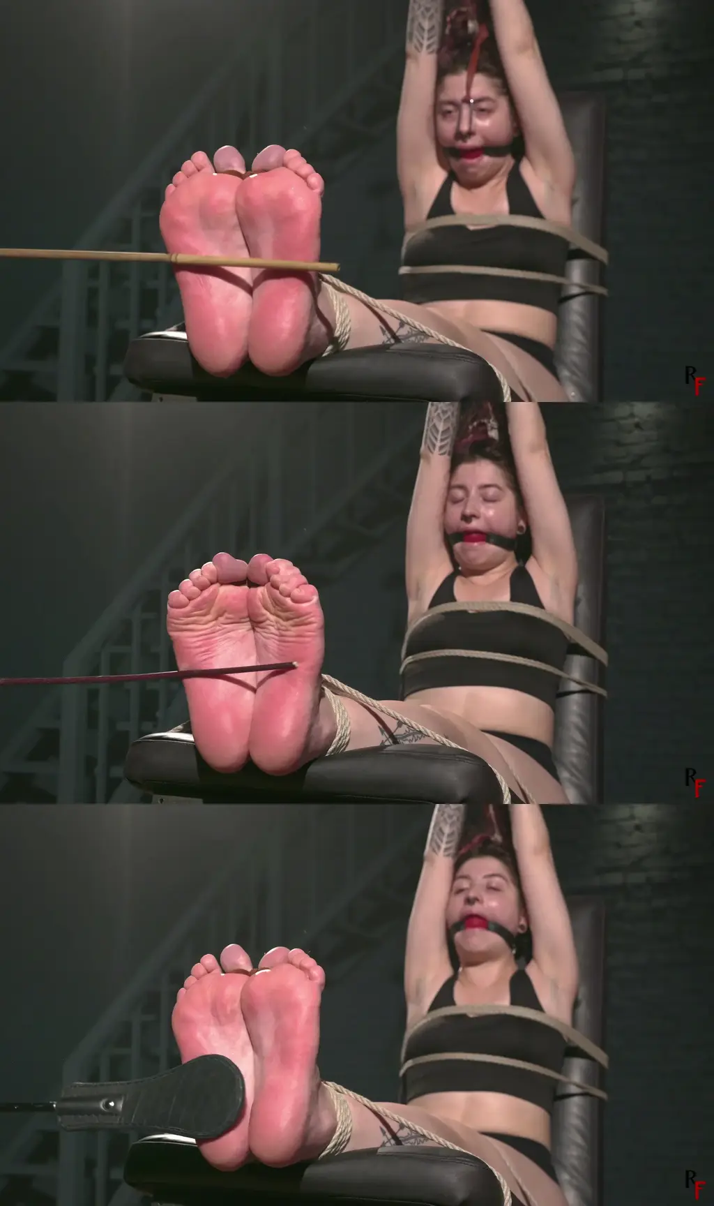 Bora - Intense Bastinado for a Masochistic Girl + Ballgag and Nose Hook (UHD 4K MP4) Category Bastinado <br>Related Categories Ballgagged,  BDSM,  Bondage,  Foot Fetish,  Soles <br>Keywords Bora, Clip By John,M/f Bastinado Falaka, Bondage Bound Bench, Small Feet Soles Toetied, Soles Whipping, Feet Caning, Paddle Riding Crop Feet, Tied Bound Ropes,Ballgag Ballgagged, Nosehook Nosehooked, Very Long Hair Fetish, First Time Soles Whipping, No Nudity, Uhd 4k<br><br>By John<br><br>In this clip, Bora, who has a taste for masochistic experiences, is securely fastened to a bench with her bare feet exposed. Her very long braided hair is tied above her head, keeping her head firmly in place.<br><br>I approach her and start with a flogger as the first tool. Following that, I switch to a riding crop, a large paddle, a twig, and finally, a bamboo stick. The intensity of the strikes on Bora’s feet in this session is quite strong, with some particularly hard hits. During the bastinado, I also ballgag her and add a nose hook.<br>Enjoy!