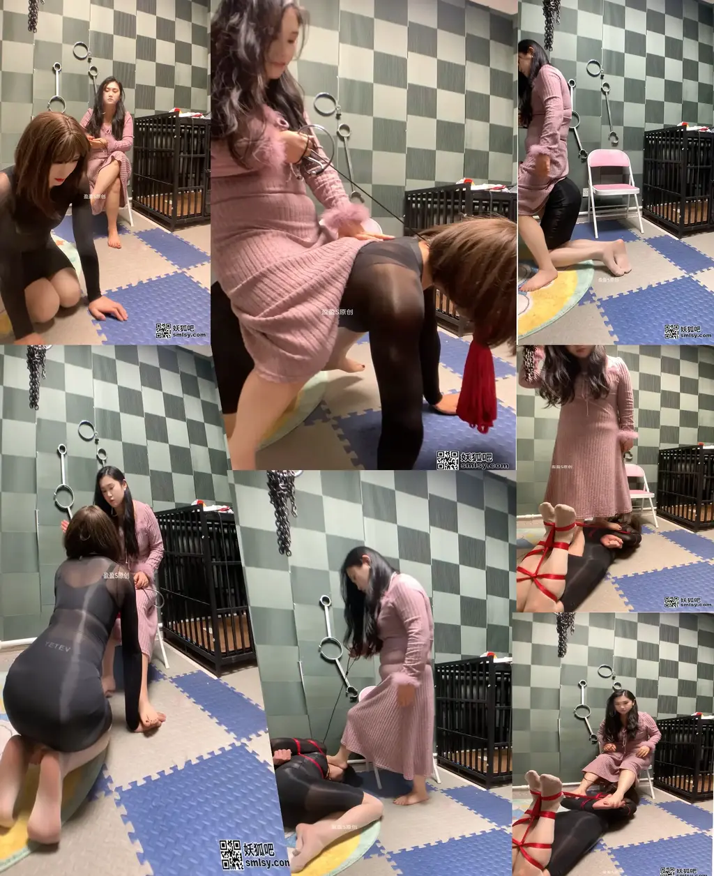 《伪娘小姐姐直播受虐记 18 》 调教篇，在笼子不听话的小姐姐被主人狠狠的调教，驷马 原味堵嘴， 耳光 狗链项圈 踩踏 骑马<br>预约体验 定拍视频 展示 原味出售 联系方式Q<span style='color:#b0b0b0;'>[隐藏文字，购买后可见]</span>