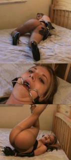 Sexy Nikki - Horny in Brutal Steel (Dizdat) Sexy New Gal Nikki discovers she loves handcuffs. Dressed in micro top, panties, pantyhose and ballet heels. Gagged with a steel ring gag Nikki drools and rolls. 