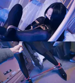 【悠米】《神圣修女被绑记》4 全包黑丝修女以一种痛苦的团缚姿势绑在吊篮里，绳子绕在脖子后无法动弹，被迫被棒棒强羔，还被手撕开了裆部的丝袜，吊缚+股绳+跳眈+震dong棒，M腿+开腿器第三次强羔。 定拍QQ：3789676190<br>解压密码：youmi