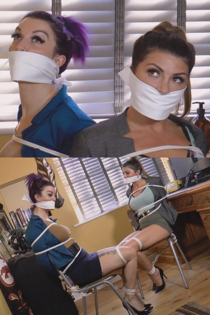 Carmen &amp; Roxxi in: Our Dear Girls, What ARE You Trying to Say??: Prolonged Mmmmmpppphhhing Jeopa Carmen & Roxxi in: Our Dear Girls, What ARE You Trying to Say??: Prolonged Mmmmmpppphhhing Jeopardy for Trussed Up Chair-Shuffling Snoopers!在嫌疑犯的藏身处（与从附近的 Fort Fouintainbleau 偷来的一批贝类货物有关）四处打探时，两个性感的卧底即将惹上麻烦。在这个地方打探让他们陷入了困境——之后，我们可以看到他们弯腰匍匐，就像我们喜欢的那样。<br><br>当然，勇敢的记者美女被一个不太热衷于她们入侵的恶棍收拾​​只是时间问题……她们身着紧身小西装、短裙和细高跟鞋，在 Mila 不知情的情况下被巧妙地制服（这种情况发生时很好，不是吗），很快，另一个美女就被诱捕了。现在，对付他们……<br><br>被捕的美女被秘密带走，带到一个阴暗而非常秘密的隧道。在这里，他们发现自己被绑在木椅上，嘴巴被大白布紧紧地堵住。惊恐万分的侦探宝贝们睁大了眼睛，继续与那些性感的口塞作斗争，嘴里发出“嗯嗯嗯嗯”的叫声，但毫无作用！<br><br>被堵住嘴的女孩们怒不可遏，无法讨论，在座位上扭来扭去，恶魔把她们抛在身后，无助！他走后，雄心勃勃的记者们进行了长时间的挣扎，一边扭动着被绑住的双腿，一边坐立不安，嘴里发出“嗯嗯嗯嗯”的叫声，最后，她们滑出了软管口塞……结果被抓住大喊救命，再次被[X_X]，厚厚的侦探布口塞塞得更紧了！<br><br>“FFFFHHHMMMMM！！”<br><br>我们的美女们（哇，当骗子把钩子拿掉时，她们可不高兴了）在她们极其牢固的侦探口塞上挣扎着，嘴里发出声音。我们敢打赌，我们的小女士们不习惯如此彻底的不便，这当然是为什么看到她们被这样拘留更有吸引力的原因......随之而来的是更加疯狂的热辣椅子上的挣扎，你肯定会为此感到兴奋。Nosing around the suspect’s hideaway (pertaining to a stolen shellfish consignment from nearby Fort Fouintainbleau), two sexy undercovers are about to get into trouble. Snooping in this place sees them in much trouble – after, that is, we get to see them bending over and creeping around a lot, the way we love.<br><br>Of course, it’s only a matter of time before plucky reporter hotties are taken care of by a villain none too keen on their intrusion… in their tight little business suits, short skirts and stilettos, they’re deftly taken down without Mila being aware (good when that happens, isn’t it) and soon enough, this other cutie is ensnared. Now, to deal with them…<br><br>The nabbed lovelies are spirited away and taken down to a gloomy and very secret tunnel. Here they find themselves roped up in wooden chairs and tightly gagged over their mouths with big white cloths. Wide eyes, the freaked detective babes continue to struggle with those damn-sexy gags over their mouths and mmmmmmmppphhhing away, to no avail!<br><br>Incensed and unable to discuss it, the gagged girls writhe around on their seats as the fiend leaves them behind, helpless! With him gone, the ambitious reporters engage in a prolonged struggle, shifting those tied up legs around as they fidget and mmmppphhhh, eventually culminating in them slipping hose gags… only to be caught shouting for help and stifled yet again, even more tightly with thick cloth detective gags!<br><br>“FFFFHHHMMMMM!!”<br><br>Our beauties (wow, they are NOT happy when the crook takes that off the HOOK) struggle and mouth at their extremely secure detective gags. Our little ladies are not used to being so thoroughly inconvenienced, we’d wager, which is of course why it is all the more appealing to see them thus detained… More insanely hot chaired-up struggling from the stunners ensue, and you will be positively thrilled by it.