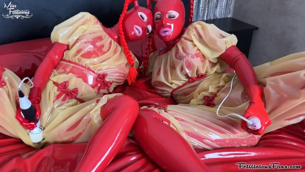 Playful rubberdolls While I took a rest Lola was searching for toys. She found one of my magic wands and woke me up to play together. First putting it on herself but then she gives me some pleasure too. We end up with 2 magic wands, using them on ourselves and each other.
