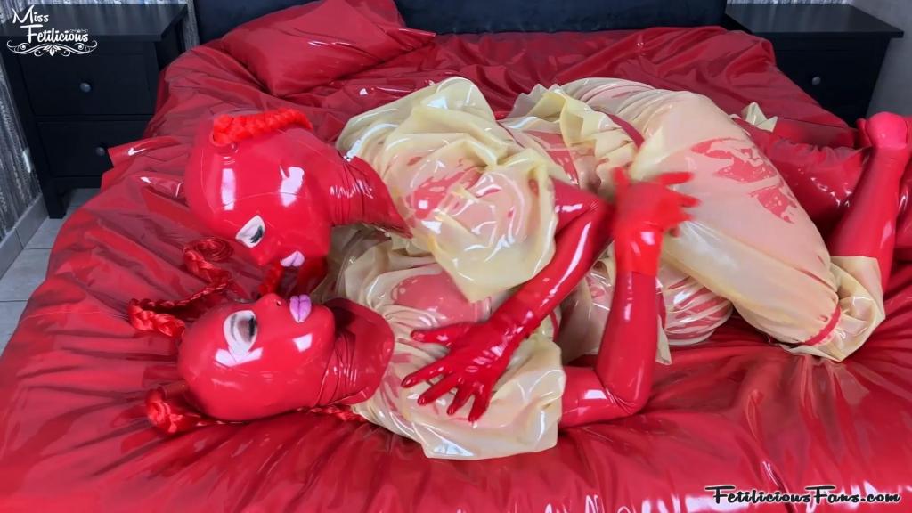 Latex sleepover I had my friend Lola Noir visiting me for a latex sleepover. We love being fully dressed up in latex from head to toe! Even with a second transparent layer on top. Our fluffy pajamas are making some nice rubbery sounds and it feels great to touch ourselves! Then we start touching and tickling each other everywhere and it ends with a pillow fight.