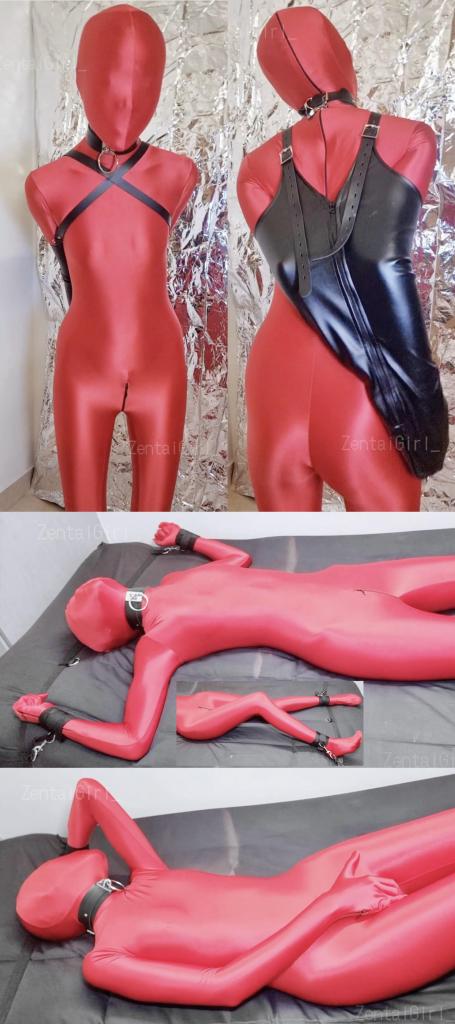 Damsel In Red~ 不得不说，小姐姐这种纤细苗条的身材真是zentai圣体，尤其是那双长腿，在zentai的包裹下扭来扭去真是诱惑极了。<br>PART 1 —— 红色光泽zentai上身展示，配的小高跟真是骚。<br>PART 2 —— 单手套背缚挣扎蠕动。<br>PART 3 —— 大字绑床，各种挣扎蠕动，丝滑zentai包裹着身体不断摩擦上头，最后挣脱出一只手，迫不及待的揉搓着裆部自嗨糕潮。<br><br><span style='color:#b0b0b0;'>[隐藏文字，购买后可见]</span>