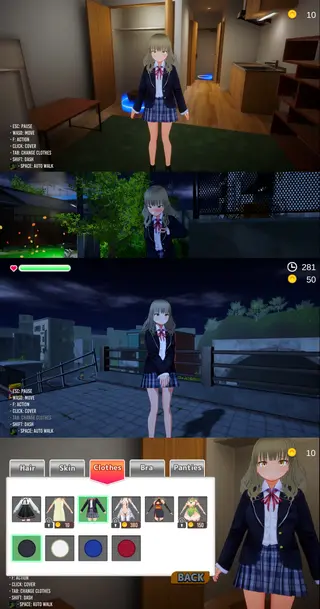露出少女-草薙なぎさ想要回家 主打露出的神奇3D游戏<br>从一开始的不穿胖次到后面的全部露出<br>根据目标解锁关卡，收集金币解锁衣服和道具<br>作品概要<br>这是一款3D潜行动作游戏，游戏中玩家将扮演一名因为意外事件而被迫在户外露出自己的少女，并踏上达成目标的旅程。<br>在这个繁忙的夜城，你能安然回家吗？<br>---------------------------------------------------------------------------------------------------------------------------------------------------------<br>更多的有关于BDSM的游戏抑或是其他恋物游戏可以点击我的视频，进我发布的视频主页查看<br>我会不定时更新内容，如果有什么建议或者您想玩的什么游戏，可以私信或者直接在视频下方留言<br>注意事项：<br>1.解压密码默认没有，有的话提取码就是<br>2.请不要在线解压，请不要在线解压，请不要在线解压，重要的事情说三遍<br>3.个别用户压缩包使用自带的压缩软件如果无法解压请下载《360压缩》进行解压，因为我是用360压缩软件进行生成的压缩包，此软件百分百解压<br>4.下载完成后是后缀为.111或者其他什么稀奇古怪的后缀的文件，需要右键点击重命名改后缀，将他改成.7z才可进行解压，如最后三张截图所示，中间那步点是<br>5.因为网盘等问题被和谐，直接在评论里面和我说一声补档即可，一般会在3天之内补上，另外，关于PC端和手机端游戏的问题，大部分发布的都是PC端游，也有一些手机端，如果是手机端游戏，我会在文中或者标题特别说明，其次，手机端还分为安卓和苹果两个系统，两端不可互通（PC同理，win和mac）<br>---------------------------------------------------------------------------------------------------------------------------------------------------------<br>这里集中回复几个运行过程中极少出现的问题<br>1.游戏无法运行，运行错误，乱码<br>这个问题只会出现在外文游戏里面，而且大部分都是年代比较老的作品，使用unity引擎和虚幻引擎的3D游戏和SLG，ACT类型的游戏<br>基本不会出现此问题，AVG，ADV和一些其他类型的日区游戏很容易出现此问题，这种情况下一般要用转区软件比如LE去转区才可以<br>打开，此外游戏外面不能有中文路径（有些乱码就是这个原因），RPG游戏除了几个特殊的引擎需要下载RPG三件套，其他不会有问题。<br>2.提示缺少插件，打开错误指令，运行不兼容<br>电脑本身的问题，这个我自己就深有体会，点名w11系统，动不动就弹出缺少什么什么dll插件然后无法运行<br>解决方案：修复PC运行库，Direct修复，系统DLL插件修复等等，w10一般比w11稳定得多<br>3.怎么改文件后缀<br>下面的是百度百科的原话<br>修改文件后缀名的方法主要涉及显示文件扩展名、重命名文件以及使用命令行工具。以下是具体步骤：<br>（1）显示文件扩展名：首先，需要确保文件扩展名是可见的。<br>在Windows系统中，可以通过打开“此电脑”或任意文件夹，点击菜单栏中的“查看”选项，然后勾选“文件扩展名”来显示文件后缀。<br>（2）重命名文件：一旦文件扩展名显示出来，就可以通过重命名文件来修改后缀名。选择需要修改后缀名的文件，右键点击并选择“重命名”<br>然后直接在文件名后面添加或修改后缀名。完成后，按回车键确认修改。<br>（3）使用命令提示符：对于批量修改或更复杂的操作，可以使用命令提示符（cmd）。<br>打开cmd窗口，使用“ren”命令来批量修改文件后缀名。例如，要将当前目录下的所有.txt文件改为.doc，可以输入“ren *.txt *.doc”。<br>注意事项：修改文件后缀名可能会影响文件的打开方式和系统对文件的识别。<br>确保新后缀名与文件的实际格式相匹配，否则可能导致文件无法打开或数据损坏。<br>如果不确定文件的原始格式，建议先备份原始文件。<br>对于特定操作系统（如Windows 11）或设备（如iPhone、苹果电脑）<br>操作步骤类似，但可能有些许差异，特别是在显示和修改文件扩展名的具体步骤上。<br>