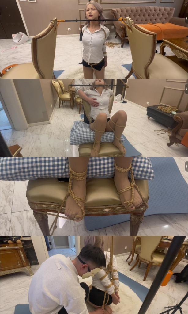 【延江艺束】原创定转公 强制抬头 后手缚 脚心挠痒挑战 椅子禁锢抬头放置 【延江艺束】原创工作室。面向全国爱好者开放，本工作室提供绳艺捆绑模特服务、体验女绳师捆绑服务、体验长时间囚禁服务、（女M免费体验）场地出租、原创视频套图销售、作品可私人定制、模特原味丝袜出售等，另外本工作室招募同好合作伙伴。QQ：2694500311<br>