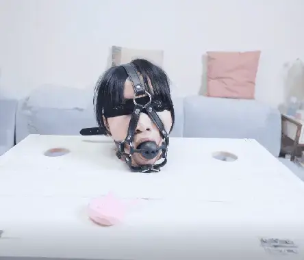【LYB270】拘束桌固定调教+震动ru吸+TD+手铐臂铐 冷酱仅穿内裤，胸部贴震动ru吸，鸭子坐在拘束桌下，脖子固定在桌面之上，双臂向后分别佩戴U形铐，手铐和臂铐，双脚佩戴脚铐并用铁链固定，下面塞入震动玩具，戴马具口球，打开道具持续性刺激，中途加大挡位直到GC<br>PS：截图中有郊狼，但是出故障并未使用，马具口球中途取下了<br>下载后再解压，解压密码leng解压后改后缀为.mp4