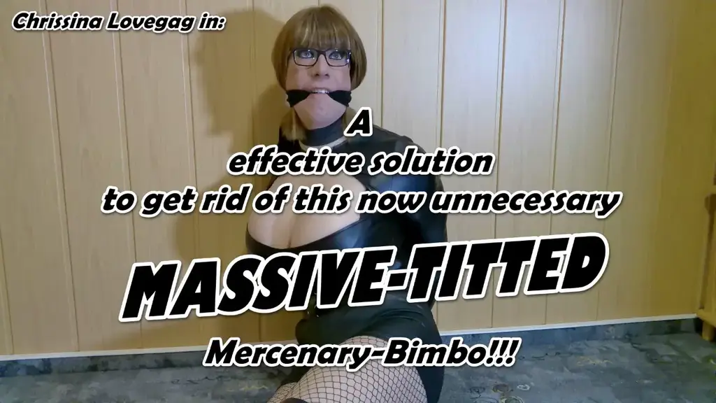 B0524 A disposal of a too bold Mercenary 伪娘<br>A Gouvenor has hired a mercenary, the sexy Chrissina, to get rid of a disturbing concurent. Now he meets up with the very sexy and buxom gal and want to pay her. But to his suprise, the bold brunette in her hot leather-outfit tries to doublecross him and so the tough man is forced to get also rid of this new problem. He can trick Chrissina into a trap and after she got k.o.ed, she becomes abducted! The big boobed mercenary awakes in a room, effectivve tied up on hands and legs and gagged with a tight towel! While she struggles and moans in her prison, her captor spents her a visit and reveals her that the gouvenor has decided to vanish her, too. To prevent the upset and rebellious gal from any escape-chances, she earns a massive rope-upgrade in wich she got packed up bountiful and her cheeky mouth becomes brutally cramed-to-the-hilt and effective tape-wrap-gaggged!