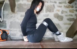 Astralasmr Tape gagged This girl is tied up with tape and gagged with it, which is handcuffed simply watches as she entertains herself 