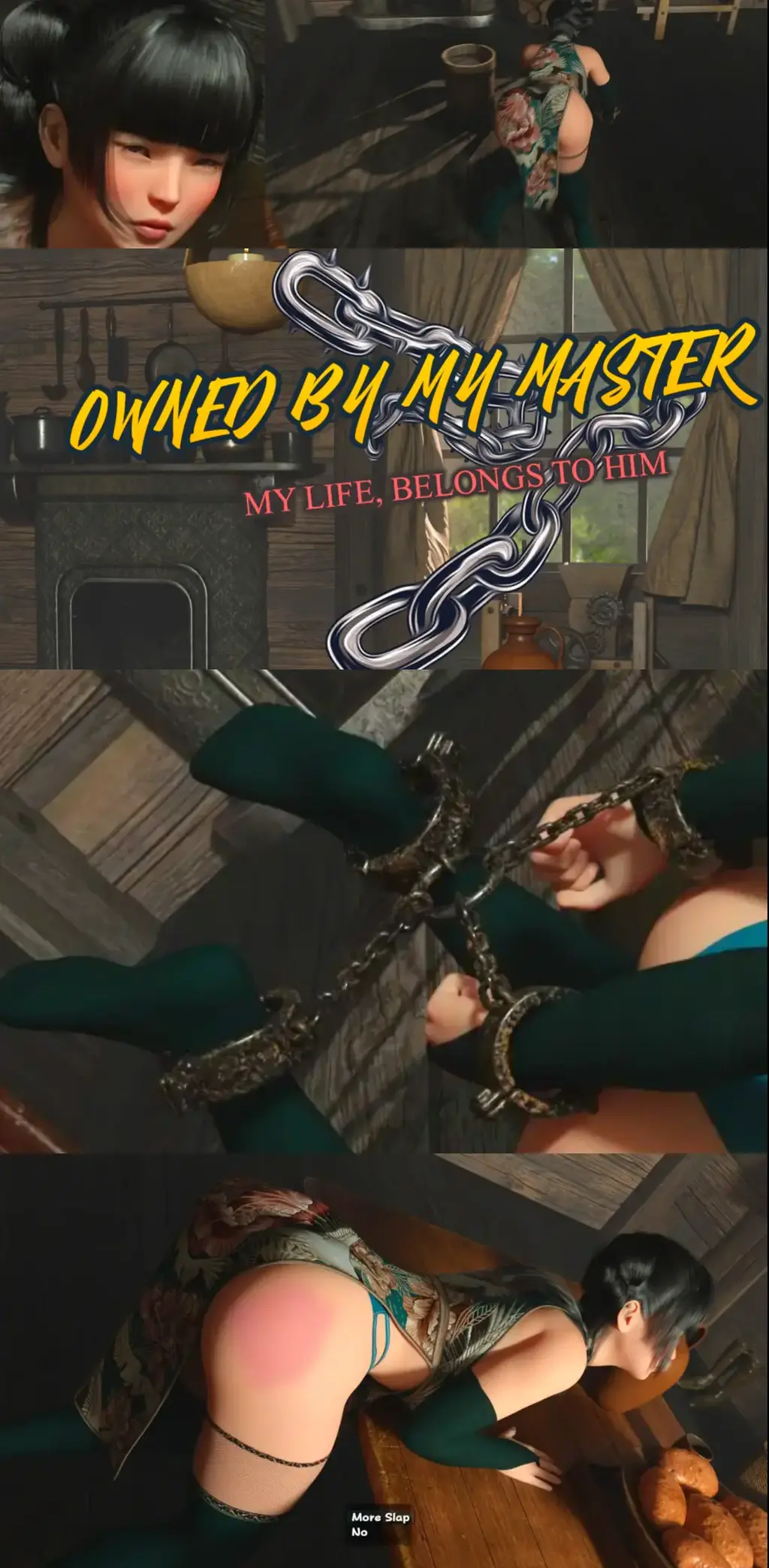 Owned by My Master（AI机翻） 只属于我的主人<br>关键词：项圈/锁链/拘束道具 道具/异物 拘束服 捆绑/紧缚 教育 奴仆 打屁股<br>身为主人的你要在接下来的时间内调教奴隶少女<br>根据每天的行动点数选择“谈话”“工作”“惩罚”“奖励”“有趣的东西”等选择<br>随着时间推移和右边“status”里面的点数的变化会解锁不同的内容<br>当然也会有不同的结局，前期难度较高，稍不注意就会进入bad end（建议多存档）<br><br>She wasn’t chosen. She was handed over. A debt paid in flesh.<br>She expected chains, pain, cold commands.<br>What she found was something worse— Silence. Kindness.<br>No orders to fear, no beatings to brace for. Just space. Time.<br>Eyes that watched without cruelty. And that... broke her more than punishment ever did.<br>Now, her body moves without being told. Her hands prepare what he likes.<br>She doesn’t ask, doesn’t question. She doesn't wonder who she is.<br>She exists where he is. And that’s enough.<br>---------------------------------------------------------------------------------------------------------------------------------------------------------<br>更多的有关于BDSM的游戏抑或是其他恋物游戏可以点击我的视频，进我发布的视频主页查看<br>我会不定时更新内容，如果有什么建议或者您想玩的什么游戏，可以私信或者直接在视频下方留言<br>注意事项：<br>1.解压密码默认没有，有的话提取码就是<br>2.请不要在线解压，请不要在线解压，请不要在线解压，重要的事情说三遍<br>3.个别用户压缩包使用自带的压缩软件如果无法解压请下载《360压缩》进行解压，因为我是用360压缩软件进行生成的压缩包，此软件百分百解压<br>4.下载完成后是后缀为.111或者其他什么稀奇古怪的后缀的文件，需要右键点击重命名改后缀，将他改成.7z才可进行解压，如最后三张截图所示，中间那步点是<br>5.因为网盘等问题被和谐，直接在评论里面和我说一声补档即可，一般会在3天之内补上，另外，关于PC端和手机端游戏的问题，大部分发布的都是PC端游，也有一些手机端，如果是手机端游戏，我会在文中或者标题特别说明，其次，手机端还分为安卓和苹果两个系统，两端不可互通（PC同理，win和mac）<br>---------------------------------------------------------------------------------------------------------------------------------------------------------<br>(怎么改文件后缀)<br>下面的是百度百科的原话<br>修改文件后缀名的方法主要涉及显示文件扩展名、重命名文件以及使用命令行工具。以下是具体步骤：<br>（1）显示文件扩展名：首先，需要确保文件扩展名是可见的。<br>在Windows系统中，可以通过打开“此电脑”或任意文件夹，点击菜单栏中的“查看”选项，然后勾选“文件扩展名”来显示文件后缀。<br>（2）重命名文件：一旦文件扩展名显示出来，就可以通过重命名文件来修改后缀名。选择需要修改后缀名的文件，右键点击并选择“重命名”<br>然后直接在文件名后面添加或修改后缀名。完成后，按回车键确认修改。<br>（3）使用命令提示符：对于批量修改或更复杂的操作，可以使用命令提示符（cmd）。<br>打开cmd窗口，使用“ren”命令来批量修改文件后缀名。例如，要将当前目录下的所有.txt文件改为.doc，可以输入“ren *.txt *.doc”。<br>注意事项：修改文件后缀名可能会影响文件的打开方式和系统对文件的识别。<br>确保新后缀名与文件的实际格式相匹配，否则可能导致文件无法打开或数据损坏。<br>如果不确定文件的原始格式，建议先备份原始文件。<br>对于特定操作系统（如Windows 11）或设备（如iPhone、苹果电脑）<br>操作步骤类似，但可能有些许差异，特别是在显示和修改文件扩展名的具体步骤上。<br>