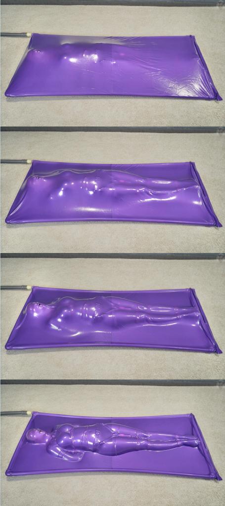 Purple vacuum bed with rope bondage and vibro belt 连体丝小姐姐被全身缚，并且塞进紫色真空床，裆部固定着快乐棒强高折磨。<br>呜呜好舒服呀，爽的在里面各种呻吟蠕动。<br><br><span style='color:#b0b0b0;'>[隐藏文字，购买后可见]</span>