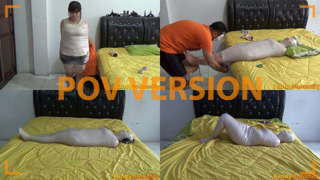 [POV] Main Scene Of RandyMummify RM094 A girl tries to undergo tranquility therapy by listening to relaxing music but is in a state of mummification.<br>This girl's body was wrapped tightly and lay down and covered with a thick blanket and then listened to relaxing music.
