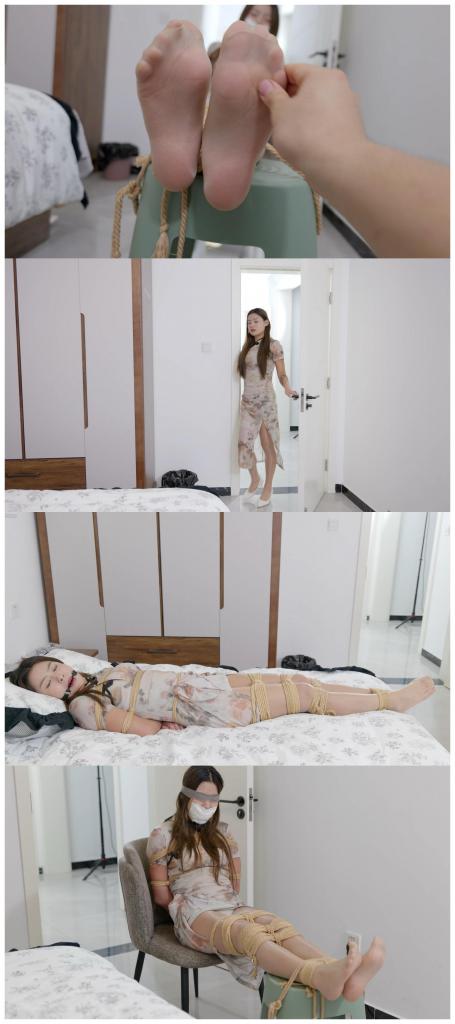 【红鲤鱼JQ-009】希希双机位捆绑堵嘴挠脚旗袍肉丝【解压密码hongliyu】 Meijianjie,biekanle