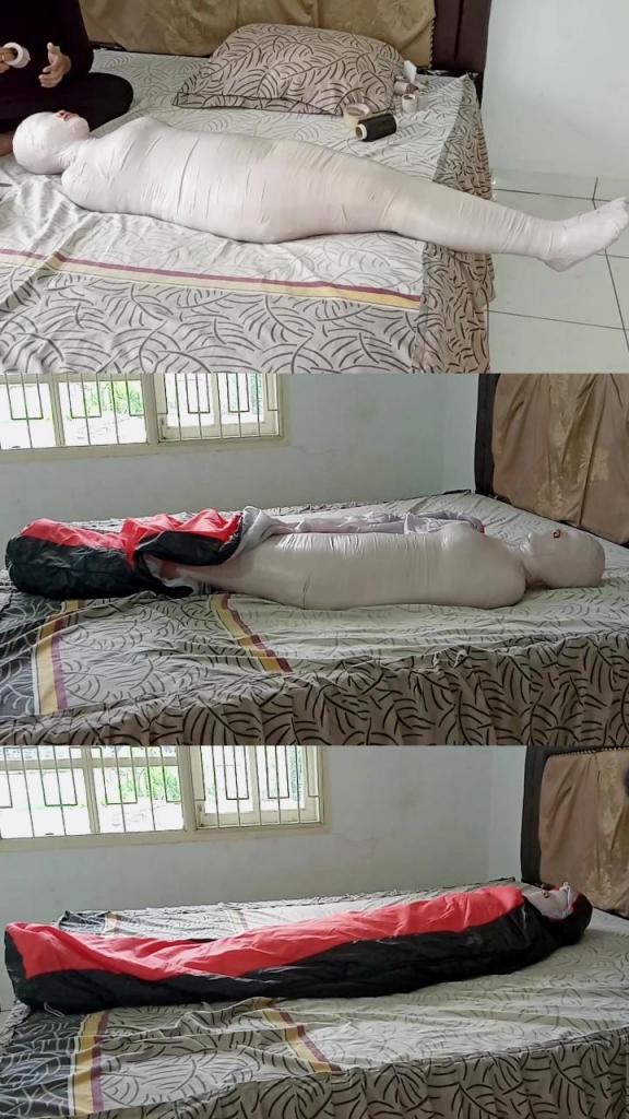 [POV] Main Scene Of RandyMummify RM152 This girl was wrapped tightly into a mummy and put into a sleepsack but the girl refused and rebelled violently.