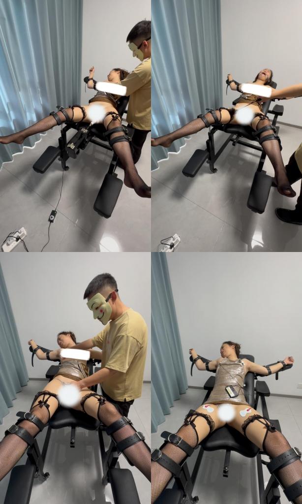 【延江艺束】原创 被固定在产床上的患者 把模特骗到产床上固定起来之后，直接贴上电击片开到最大功率，电的直抽搐。刚用手揉B的时候，刚碰到就已经湿淋淋的了，双指扣进去的时候已经无须任何润滑。SP鞭打惩罚 挠脚心。最大号的钢圈阔嘴器 R夹 震动B直接就给她强高GC了。直接上P机让她爽翻天