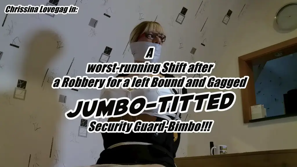 A1225 Busty Guards worse Shift 伪娘<br>In the security office of a company: Chrissina, a courvatious and buxom beauty, has the actual shift as Security Guard and prepares herself for a relaxed night. Everything runs normal untill she got a call from the frontdoor where a delivery-man want to hand over a parcel. As the big boobed guard welocmes him, he turns out as burglar who XXXX now the suprised Chrissina back into her office. There he captures the busty Bimbo with ropes and a stripe of tape over her mouth! Chrissina, unable to escape from her restriction, struggles helpless in her predicament untill her captor returns. The robber is very upset about the worthless stuff in the store and let his anger out now on the poor guard. Before he leaves, he still secures the buxom captive bountiful, pins her to her chair and leaves her properly bound and gagged! Chanceless delivered to her uncomfortable fate, the poor Chrissina is damned to spend the rest of her shift with desperate struggling and moaning!