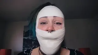 Microfoam severe taped Gag Please Master ! My Gag is too tight can you remove it ? Your briefs in my mouth are too big and i can't talk to you clearly.