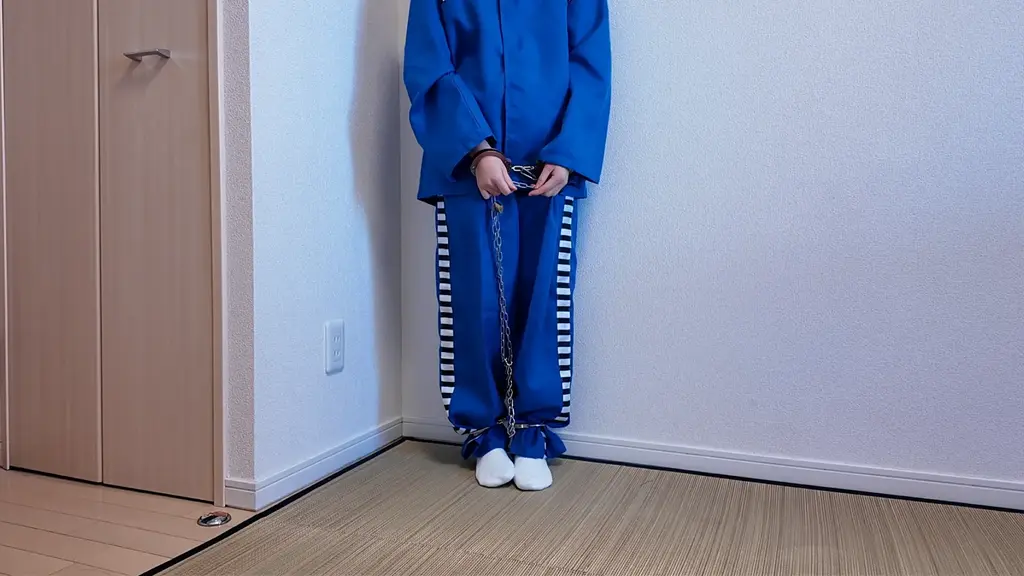 【キキkiki 012】(接上集) kiki囚服白袜镣铐绝望行走被管教用脚揉拧 定拍视频 | kiki被逮捕后穿着囚服白袜戴着镣铐绝望来回踱步，斜背铐深蹲后被管教踹倒用脚揉拧。道具：玫瑰金、筒铐、脚铐、黑铁脚镣。<span style='color:#b0b0b0;'>[隐藏文字，购买后可见]</span>