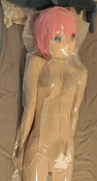 疑似kigurumi后藤独的真空袋止息 后藤独只穿了一层全包紧身衣zentai被装入塑料袋真空窒息，只有一根塑料管从裆部伸出，随时堵上的话......<br>“第一次玩自己的呼吸给自己抽真空！虽说速度没有真空泵吸尘器快，但是活动空间随着自己的呼吸，一点点的被挤压的感觉超级兴奋”<br>Goto only wore one layer of fully wrapped tight fitting clothing and was vacuum sealed in a plastic bag. Only one rubber plastic tube extended from his crotch, which could be blocked at any time .....<br>The first time playing with one's own breath to vacuum oneself! Although the speed is not as fast as a vacuum pump or vacuum cleaner, the activity space feels super excited as one's breath is squeezed bit by bit<br>後藤はただ1枚の全包みタイツを着てzentaiはビニール袋に入れられて真空窒息し、1本のプラスチック管だけが股から伸びて、いつでも塞がれば......<br>「自分の呼吸をして自分を真空にするのは初めて！速度は真空ポンプ掃除機ほど速くないとはいえ、活動空間は自分の呼吸に合わせて少しずつ押し出されていく感じがとても興奮しています」<br>原创作者：八重垣春树