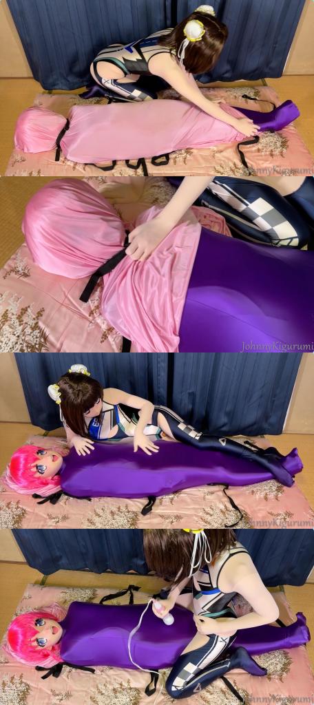 スリープサック着ぐるみ♥ 被包裹在丝滑睡袋里的小M，裆部还塞着遥控眺蛋，被体操服主人玩弄猥亵。<br>最后主人也上了头，拿出快乐棒，骑乘位顶住裆部，两个人双双一起强高泄欲。<br><br><span style='color:#b0b0b0;'>[隐藏文字，购买后可见]</span>