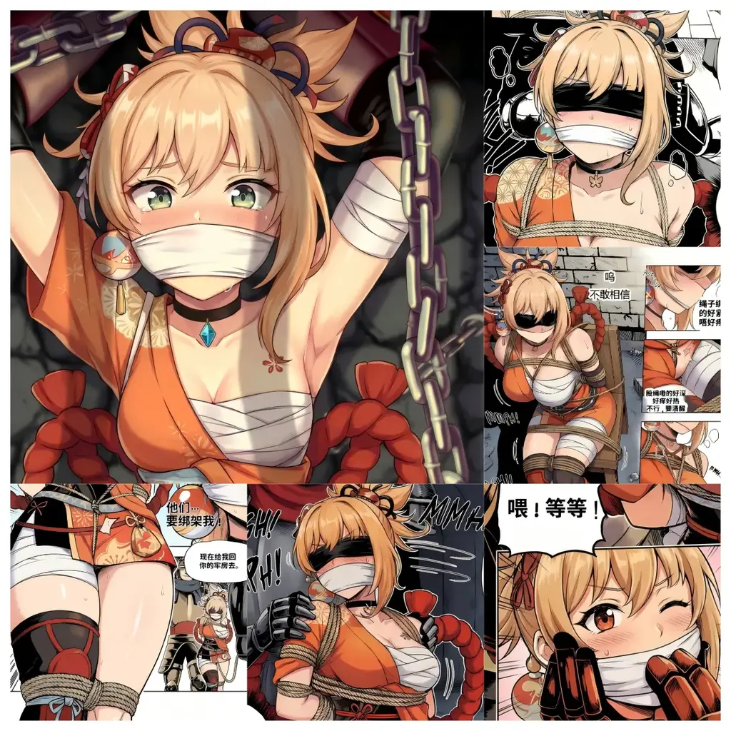 原神少女绑架计划【15】（宵宫篇）抓到绑匪的宵宫反被被设计陷害入狱啦！被拘束的宵宫能否在被带走前逃出呢？ - 宵宫小姐的遭遇告诉我们，当你威胁到别人的工作时，就要小心对方是否还把你当队友了（）
至于宵宫小姐能否脱险就要看后续的了~
第14集链接：https://yhbsy.app/group_pics.php?id=143127‘
下一章讲述胡桃堂主被抓后，在组织里经历的残酷调教~敬请期待