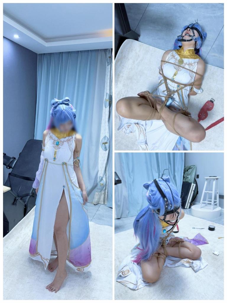 【咕cos1007】绑哭！冬儿地狱败北记（中）-盘腿海老缚强高放置篇（疼哭、鼻钩、强高放置、绑脚趾，狼狈美学） 在1006一个小时的极限驷马后冬儿几乎没有得到任何休息，就要接受下一步的惩罚：海老缚强高放置。<br>这次安排的姿势是双脚脚心向上的盘腿，双脚都置于另一条腿上，并且两只脚脚心都完全向上。（感兴趣的朋友们可以试试，比一般盘腿要难受很多很多。）然后绳子绕过双脚脚掌固定在大腿上，脚趾也分别进行额外的固定。<br>胶带蒙眼、金属马具口球堵嘴、鼻钩都安排上。<br>然后放一根电击极乐棒在该放的位置上。震动调节为高，电击调节为低（毕竟要长时间放置嘛）。<br>本作是在1006极限驷马篇后连续拍摄的，中途没有休息，所以模特的体力真的已经被压榨到了极点。这种双脚都在腿上脚心向上的盘腿姿势也真的很严厉。所以在胶带蒙眼、鼻勾、金属马具口球以及严厉海老姿势的加成下真的很狼狈（毕竟妹子在5分钟前的前作还口水鼻涕流一脸呢）。如此高压开发下妹子几乎叫的像杀猪一样，最后脚失去知觉吓哭了。其实只是糖单纯无助害怕而已，脚趾温度和颜色都在正常范围内哦。<br>4分30秒后妹子哭着求饶无果，开始说了一声“靠”！但是我还是坚持必须坚持到规定时间，然后就开始哭，并且杀猪一样的嚎叫求饶....从愤怒到哀求的切换特别有趣。<br>30分钟左右的时候模特一直在喊痛，含着口球戴着鼻勾，含糊不清的哭着说自己“脚坏了”崩溃哭泣的样子特别狼狈~<br>海老的姿势加上极乐棒的冲击也让coser多次后仰倒在地上，还会可怜巴巴的求我扶她起来~<br>（请大家放心，我在全程看护并且触摸肢体末端温度，没有神经被勒坏的风险~）<br>高强度、连续、长时间拍摄！逐步开发突破底线挑战高压的作品~重点在于“连续拍摄”，几部作品加起来拍摄时间超过5个小时了，连续被中高强度虐，反复崩溃的狼狈样子真的有种狼狈美学。<br>美中不足是假发头围太大了，无论是戴眼罩还是胶布都破坏发型，影响颜值呀。大假发也让鼻钩和马具口球勒的特别紧~<br>-------------------<br>定拍、妹子体验QQ3135427957<br>【请认真阅读】<br><span style='color:#b0b0b0;'>[隐藏文字，购买后可见]</span>