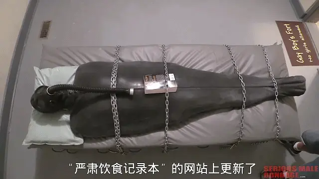 Fun At Binds Place 【中文乳胶男M】TAG：防毒面具、呼吸控制、乳胶木乃伊。吉米被锁在爱荷华州汉普顿宾德监狱的监狱墙上的片段。吉米是我们中的一员，他是一个真正的束缚者，喜欢金属镣铐、兜帽、口罩和紧身衣的感觉。第二部分讲述了Bind被困在一个橡胶睡袋里，被束缚在楼上游戏室的软垫束缚表面上。在睡袋里，我们给他戴了几个不同的兜帽，包括一个解剖学上的无脸Polymorphe橡胶罩，然后是一个Mr S氯丁橡胶防毒面具罩，然后在防毒面具上加了一个StudioGum天然橡胶软管和空气过滤器。享受！Here's a video featuring clips of JimmyUSMC chained to the jail wall at Bind's Jail in Hampton Iowa. Jimmy is one of us - he's a true bondage guy who loves the feeling of metal shackles, hoods, muzzles, and straitjackets. Basically, he's a gear guy. He's after the same experience that we're after which is helplessness in the clutches of scary and intimidating gear designed specifically for restraining people. You guys know what I mean. Rope, duct tape, pallet wrap is fine for bondage, but they aren't really manufactured for bondage. On the other hand, handcuffs and straitjackets are specifically made for bondage and nothing else. Make sense? Well anyway, that's how I see it. We're all after the thrill of giving up control and riding the natural adrenaline and sexual high that come with it. In any case, the video in this update includes some footage of Jimmy chained to Bind's jail wall. He's helpless and totally fucked. Check out the wrippling muscles in his back!<br><br>The second part of this video features Bind in a rubber sleepsack, restrained to a padded bondage surface in his upstairs playroom. While in the sleepsack we put a few different hoods on him including an anatomical faceless Polymorphe rubber hood, then a Mr S neoprene gas-mask hood over that, then a StudioGum natural rubber hose and air filter added to the gas mask. Enjoy!