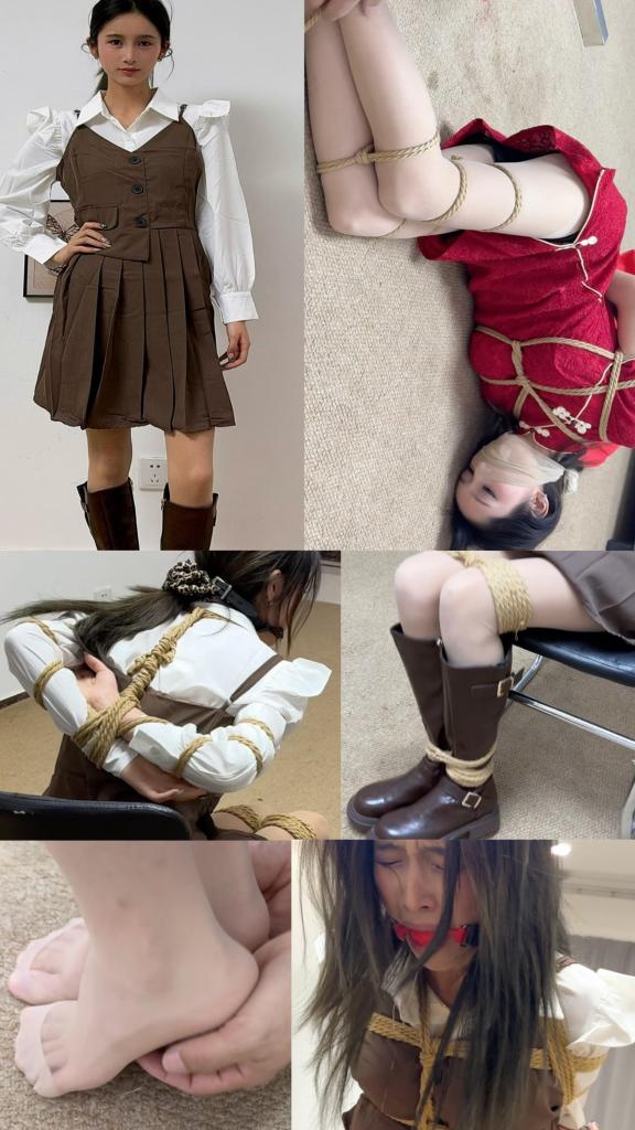 【Jim新绳话】金宝木子 凄美女匪劫婚记 上 山寨首领木龙离奇暴毙，二当家邀其独女木子来聚义厅商议座次。木子小姐也有戒心，但想着父亲尸骨未寒且自己武艺高强，应当不会出差错。怎料自古江湖之上，最毒乃是人心——那个平日里亲切的二叔，竟然动起了把侄女变成压寨夫人的主意。绳捆索绑之下，木子小姐绝望地发现一切都出自一个黑暗的阴谋……<br>本片的情节来自于一个神奇的志怪故事，不过显然不舍得让漂亮的女匪小姐化为厉鬼，而是尽情展现她在新婚之夜受到的蹂躏。上集主要展现英姿飒爽的女匪小姐落难被擒、绳捆索绑（桌缚、五花大绑椅缚、半吊、丝袜口球堵嘴口水、脱靴挠丝袜脚）的情节，模特服装造型受到怀旧影苑等老片中女匪形象启发，瓜子脸筷子腿的木子梳起马尾辫，配上老板娘【Q：3766687640】精心购置的马甲衬衫、短裙骑士靴、超薄肉丝，显得英气十足，被缚后的手脚宛如捆在一起的花枝，细弱柔软却充满韧性，柔弱无助却极力反抗——看似扁平的躯干则在紧缚之下凹凸有致。至于剧照中的红色旗袍婚服，似乎预示着下集中她凄美的结局……<br>木子之前作品里造型和角色设定相对简单，这次挑大梁独演一小时整的剧情片，还碰上一位脑洞巨大的编剧，可谓挑战十足——最终的成品则几乎让我五肢投地orz，体态飒爽、眼神凛冽，格斗掏枪杀气十足、转眼被缚立刻极力挣扎，抓住一切机会反击对抗，咬疼了男演也实实在在挨了耳光和sp，直到樱桃小嘴里塞满丝袜 口球、纤细的腿脚点地乱蹬，终于无力地低下了头发披散的脑袋、任凭口水泪水洒落在地。但凄美而刚烈的女匪小姐又怎么可能就此被杀父仇人征服？下集显然还有更多精彩好戏。<br>【关于新系列：入定拍坑差不多一年有余，我这个半专业编剧 赛博缚手形成了自己独特新颖的风格，故名《新绳话》。本人擅长在有限场景里呈现极致对抗与真实反转，用小尺度加高强度满足lsp们的暴力幻想，也会灵活使用ai辅助，爱拍的题材有谍战、犯罪、仙侠、历史等，争取尝试与不同的工作室和模特合作。除了定拍视频外还有类似风格的图片与小说作品，全方位满足大家需求。有剧情或链接问题可联系<span style='color:#b0b0b0;'>[隐藏文字，购买后可见]</span>】<br>