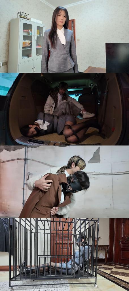惊魂影视公司之女经纪人惨遭毒手 上 新的定拍作品，依旧车内拍摄，绑法都是比较新型另类的，枫叶工作室在剧本还原度、拍摄调度、镜头把握等方面都非常出色，这是我认为最好的工作室，对于绑法的完成度都是很高的，如果有定拍想法的朋友可以将枫叶工作室作为优先考虑对象，但是在此声明希望大家多多维护小圈子，不要发布到正规平台<br><br>情节一<br>卉萱现在已经是业内小有名气的经纪人。她带过不少艺人，其中最让她满意的，是小斐。小斐原本发展很好，资源也越来越多，但就在一个月前，她突然消失了。老板给出的解释很简单“小斐已经离开公司发展。”可卉萱始终觉得不对。小斐不是那种会突然消失的人。<br>这天晚上，卉萱走进老板办公室。<br>“老板，小斐去哪了？”她直接问。<br>老板抬头看了她一眼，明显有些不耐烦。“艺人换公司很正常，你管这么多干什么？”<br>卉萱皱眉：“我和她合作这么久，她不可能一句话不说就走。”<br>老板的语气变得有些冷。“卉萱，你现在手里还有几个项目，先把工作做好。”<br>卉萱沉默了一下。“如果她真的跳槽，我至少应该知道。”<br>老板站起来：不容再问，这件事到此为止。<br>卉萱离开办公室，小声地说：神神秘秘的，不知道在藏什么。<br>她心里的疑问却越来越大。当天晚上，公司的人都下班后，卉萱悄悄回到了办公室。她打开老板的电脑。起初只是普通文件。但在一个隐藏文件夹里，她看到了一个奇怪的目录，卉萱越看越震惊，手开始发抖。她迅速把所有资料复制到U盘。然后悄咪咪走了。做完之后，马上离开了办公室。并给华慧发了条语音：慧姐，我搞的公司的一些罪证了，什么时候我们见个面给你？并给老板发了条请假的消息，准备收拾东西跑路。<br>但是没想到的是，老板却返回了办公室，看到电脑被打开过，想到刚刚卉萱的请假信息和她的行为，马上打电话给自己的手下：快，查监控，去追人。<br>情节二（地下车库）<br>第二天早上，卉萱走到地库，开车准备去机场跑路，这时，从旁边边的车上突然下来一个人，捂住卉萱的嘴，然后把卉萱拽上车，然后卉萱就被捆绑，放在后备箱里<br>这时，另一个人从旁边走来，卉萱看清楚来人后，不由得害怕起来，没想到老板这么快就下手了。<br>老板：卉萱小姐，你还想跑到哪去啊，还是乖乖的待在我身边吧。<br>然后对手下说，你去她家搜一下，看看u盘在哪，我把她开回去，顺便给她的绑法加固一下，防止逃走。<br>说完，不怀好意的看向了卉萱。卉萱摇头，拼命挣扎<br>	一辆车缓缓驶入，老板把车开到了自己小区，车窗慢慢降下，老板的一个手下刚好到车前汇报进度<br>老板：怎么样，调查进度怎么样？<br>男人摇了摇头，说：什么都没有找到。 <br>老板朝车后座看了一眼。后排座位上，一个人好像被绑着，老板走下车，打开后座门，这才看清，原来被绑着的正是卉萱，眼睛看不见，嘴巴被堵住<br>卉萱从没放弃挣扎，但是被绑的太结实，完全动不了。老板上车，摘掉她的耳机和眼罩，拖着她的下巴，说：我亲爱的经纪人啊，你怎么这么傻呢，在这个圈子里混了这么多年，你居然还没搞清楚规则。有些事情，是不能碰的，可你偏偏要去查，你现在最好说一下U盘在哪。<br>卉萱摇摇头，表示拒绝，同时她的呼吸有些急促，却冷冷地看着老板。<br>老板：第一次这么近距离欣赏我们公司最漂亮的经纪人呢。说完就上手去摸，调戏卉萱。卉萱吓得大声喊叫，但这里是地库，没人会关注这个停放的车辆。<br>老板：现在不说，之后有的是办法让你说。接着招呼手下：带上去吧，在这弄可没意思。手下解开了卉萱的腿部束缚和眼罩。然后披上风衣，将雨琦带上去。<br>上去了之后，老板说：请我们亲爱的卉萱小姐进去休息一下吧，并指了指面前的笼子，卉萱瞪大了眼，这哪是床，明明是软禁她的囚笼，但是可由不得她，老板给她的腿绑上了最严密的束腿装置。防止她逃跑，然后就粗暴的塞进笼子里。卉萱靠在冰冷的金属栏杆上，试图撞开笼子，金属发出轻微的声响，但是门锁非常牢固，同时眼睛看不见，耳朵也听不见，只能不停的发出呜呜呜的声音，希望有人救她<br><br>依旧是皮带，类拘束衣束缚，喜欢拘束衣捆绑的朋友可以多多支持，这次的捆绑方式应该是很少见的，枫叶工作室却可以出色的完成，可见其实力<br>内容纯属虚构，勿上升和对标到真人<br>因为网站有限制，所以网盘的画质和码率更高，更好，建议从网盘处下载<br>密码<span style='color:#b0b0b0;'>[隐藏文字，购买后可见]</span>