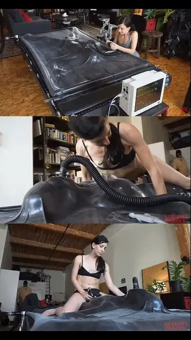 Kink Engineering VacBed Test 【中文女S/男M】TAG：乳胶真空床、呼吸控制、电击、快乐棒。这次的真空支架床非常特别，因为除了呼吸管外，它还有两个额外的开口。这两个开口允许电线进入橡胶室。一根电线为e-stim对接插头供电，另一根电线用于容纳心电图心率监测仪的电线。Kink Engineering has become popular in the rubber community by producing unique and affordable rubber. Among their many products are made-to-order VacBeds (or VacRacks). In this update we show the setup and preparation of a Kink Engineering VacBed, and then Elise Graves and Dart_Tech playing with the same VacBed.<br><br>These videos were shot way back in 2016 and at that time some of the participants were not comfortable showing their faces. So, the setup and preparation video carefully avoids most of the faces. This is not all bad because the entertaining and informative part of the video is the conversation about the VacBed itself. If you are thinking about purchasing a VacBed, you might want to view this entire update to become familiar with the gear.<br><br>This vac-rack featured in this update is rather special because it has two additional openings in addition to the breathing tube. These two openings allow wires to enter the rubber chamber. One wire is power an e-stim butt plug, and the other is to accommodate wires from the EKG heart rate monitor. As you will see, we like to add devices which expand the experience for the players.