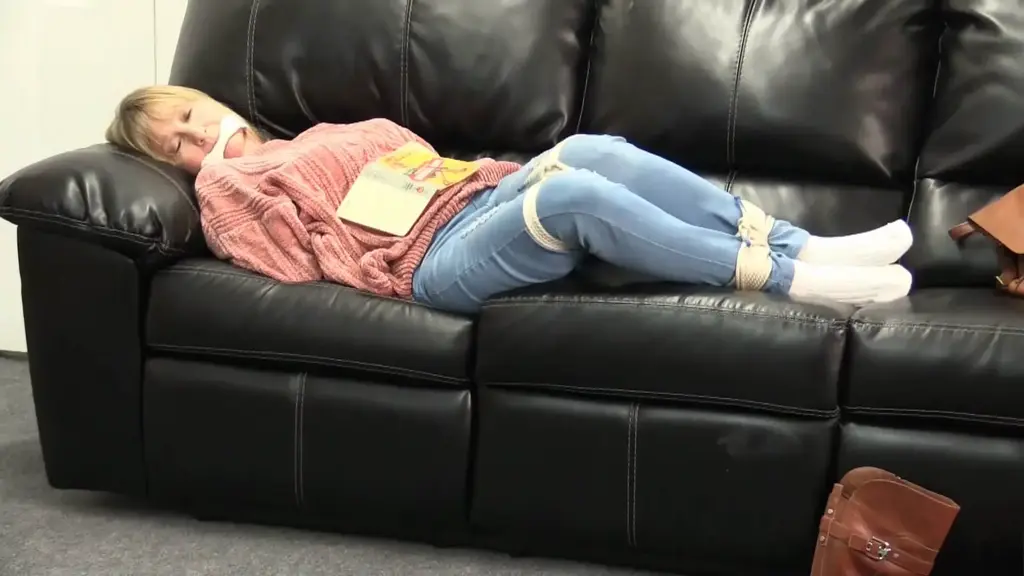 Custom Socks and Jeans Relaxing on the couch, reading a book, taking a nap, Becca awakes bound and gagged.