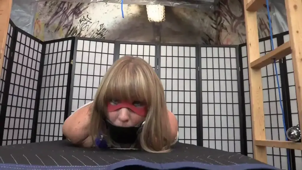 Defender VS the Skull Our heroine finds herself again in a perilous bondage situation.