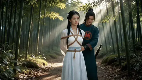 济世仙子05——萧仙子的剧情play，绝色女侠被淫贼迷倒擒获，被绑在竹子上堵嘴，鞭打；被捕快诱捕，羞辱捆绑，驷马吊绑，鞭打滴蜡，失身后押赴刑场处决；女侠妹妹前来报仇，也被擒获，羽毛挠脚TK，按在膝盖上 林妙雪工作室原创，本剧是根据本工作室同名原创长篇小说《济世仙子》改编而来，喜欢古装侠女和三国题材的朋友请多多捧场。<br>本集属于番外篇，故事发生在卧牛山时期，萧云衣与赵云玩了几场剧情play（就是那种两个人演的小电影），之前因为比较影响剧情叙事节奏，所以在番外篇里单独放出。<br>番外篇一共分为三个剧本：《淫贼与女侠》、《捕快与女侠》、《将军与刺客》在小说内容的基础上做了一定的二创加工。<br>《淫贼与女侠》讲的是女侠萧云衣追杀淫贼，结果反被淫贼用迷药迷倒遭擒，被淫贼绑在竹子上侮辱，极力反抗后，又被堵嘴鞭打，抚弄胸部，最后只能接受淫贼施为；<br>《捕快与女侠》讲的是女侠萧云衣在途经卧牛山时，被捕快以协助查案的理由诱捕捆绑，在衙门里遭到了驷马吊绑，鞭打滴蜡逼供，最后失身于捕快，次日又被五花大绑押赴刑场屈辱处决；<br>《将军与刺客》讲的是女侠的妹妹萧怜月艺成下山，想要找当年的捕快报仇，结果当年的捕快现在已经成了将军，设计将萧怜月擒获，一番调教后，萧怜月身心沦陷，成为了将军的禁脔；