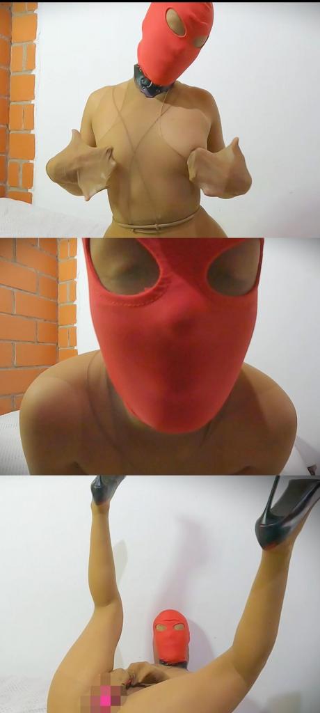 Nylon Encasement 创作：Nickymask<br>Nickymask 10月10日作品 丝袜全包<br>Nicky全身穿好肉丝全包，戴上红色露眼头套，黑色项圈，红色高跟鞋，全程小怪兽的震动体验<br>喜欢丝袜和反差的朋友们可以看看，十分有趣的作品