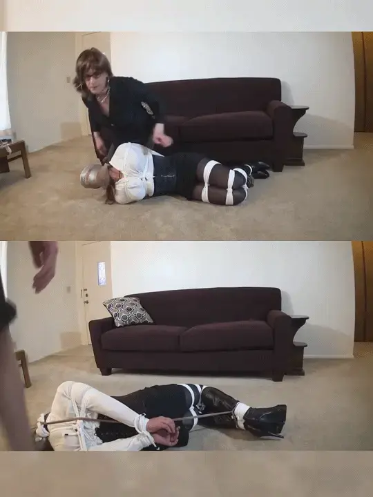 Monica Tied, Hogtied, and Pantyhose Hooded 【中文伪娘】桑德拉怀疑她偷偷想被俘虏。好吧，她当然可以答应，会把她绑得特别紧，以确保无法逃脱。你想当俘虏，莫妮卡——你来对地方了。Sandra was so surprised when she ran into Monica again at the club. She was afraid that she'd scared the poor CD when she'd taken her captive last time, but something in Monica's manner, the way she held eye contact a beat or two longer than expected, told Sandra that she could talk her into coming home with her again later that night. A couple drinks are all it would take, and this time Sandra wouldn't even have to drug her. Monica obviously had a strong submissive side that just yearned to come out and Sandra suspected that she secretly wanted to be held captive. Well, she could certainly oblige and would tie her extra tight to make sure there was no escape. You want to be a captive, Monica - you've come to the right place...