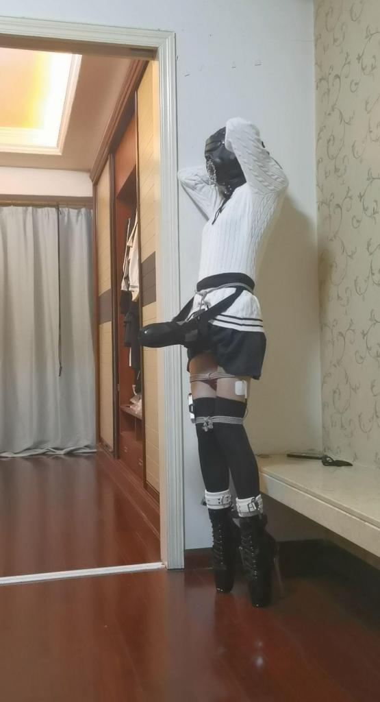 芭蕾高跟电击钢钩榨精杯开口头套自缚铐起来拿钥匙 新芭蕾高跟必须穿着来玩一下，固定上榨精杯子，然后穿上芭蕾高跟，带上电击肛勾和贴片，传感器放在脚拷中间，触发一下瞬间加五十永久加5，绑上大腿，带上头套，肛勾和头套用铁链锁在一起强制站直，把手铐放进去头后面的铁链下面，最没有平衡的姿势，头套铁链的钥匙挂在窗帘上，手铐钥匙锁在脚拷上，脚拷钥匙放在台子上，然后开启玩具，要先走过去拿到头套的钥匙回来，然后把链接肛勾的铁链打开，手才能拿下来去摸脚拷的钥匙，然后打开脚拷的锁最后把手铐钥匙拿到~~，最难得地方就是在杯子和电击的情况下绝对不能摔倒~ <span style='color:#b0b0b0;'>[隐藏文字，购买后可见]</span>