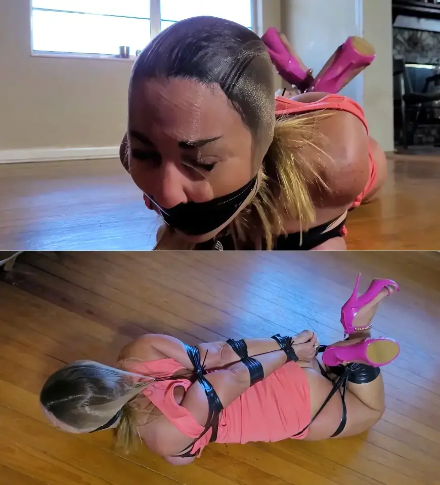 Carissa Dumond Hogtaped in Pink - Part2 - Streaming Only Originally Posted on 3-7-2023... A nylon hood, extremely tight gag, tit bondage and more tape! NOTES: This Video is STREAMING Only.