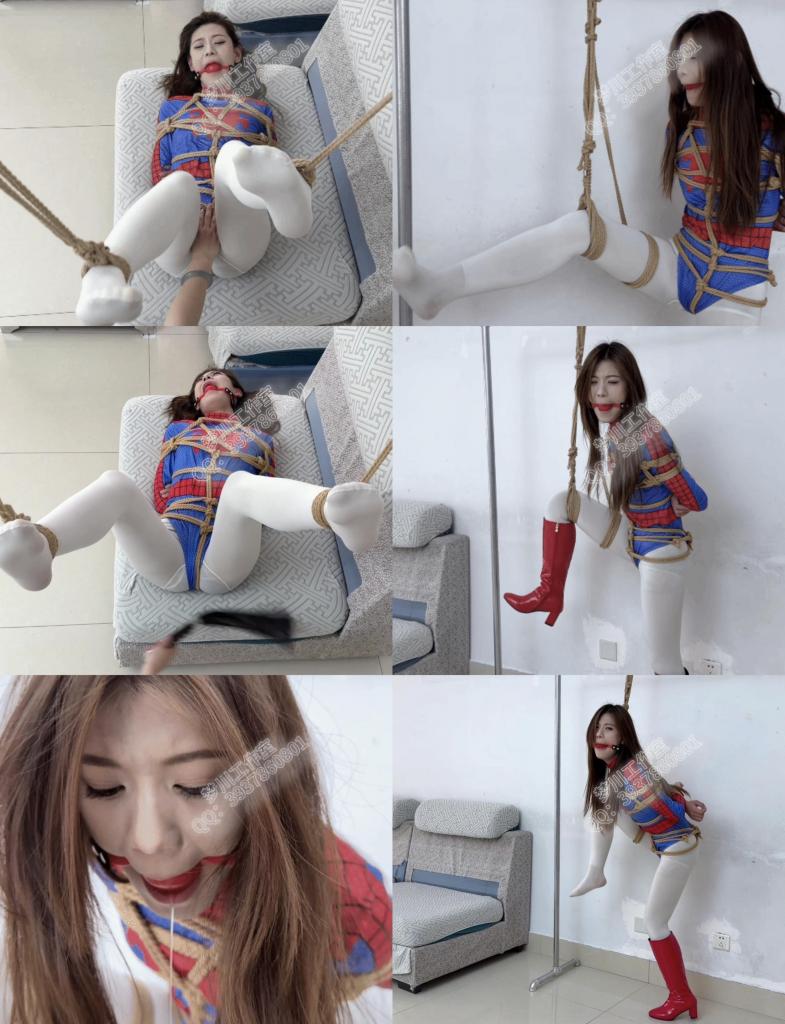 【吊缚蜘蛛女侠】灵儿  单腿缚➕吊缚➕分腿➕红色性感口球➕五花大绑日式小高手 这次灵儿接到新挑战 决定试试吊缚的感觉 【梦川原创】<br>工作室接各种定拍 和线下约绳 <br>求被绑 被调教玩线下加备用 QQ:959439062（备注来意）<br>诚招绳模 价优<br>工作室定拍QQ:3937860801（加好友请备注来意） 定拍只接绳艺捆绑＋轻调教，不接太大尺度，违规露点露出，色情内容，重口 出售原味<br><br>这次灵儿接到一个小挑战  吊缚  将她五花大绑单腿吊起放置挣扎 贪婪的口水不断从口中流出  <br><br>躺在沙发上双脚被抬起吊缚 强制把她的双腿分开 进行玩脚 挠脚心 抚摸下体 鞭子抽屁股 屋内叫声连连