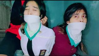A Team Project 4 2 girls getting gag from thief and tied together