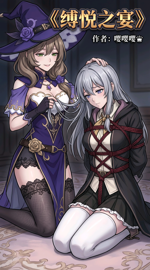 动漫系列——被捆绑的灰之魔女 - 以可爱的灰之魔女伊蕾娜为主角，讲述伊蕾娜旅行到新的小镇，遇到缚之魔女，并被缚之魔女捆绑调教的故事，包含元素：捆绑，tk，堵嘴，放置等，全图40p