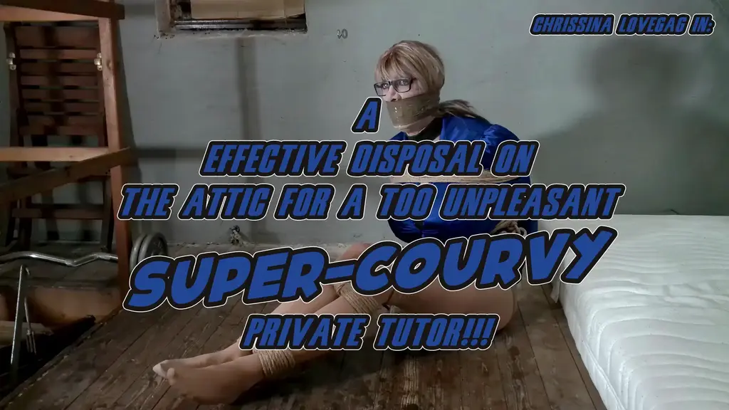 E0526 Disposal of a buxom Private Tutor 伪娘<br>Because school actually doesn't run well for Jason, his mom has hired a private tutor form him. That is Chrissina, a very attractive and also selfconsicious gurl, wich has all hands full to do with her new , somekind stupid student. Soon Chrissina's strict and demanding lesson-methods annoy Jason totally and it's clear the he has to get quickly rid of the big-boobed woman. So, on a day full of trouble again, Jason lures the satin-clad Chrissina up on the attic of his house where he brutally overwhelms the buxom broad! Aftera while beeing XXXX down, Chrissina awakes again and must shocked realize that she became bountiful capturted. Tied up with tight ropes, her courvatious body is hopeless restricted and a wraps of packaging-tape seals her mouth properly. Unable to get out of her effective restraining, she also must recognize that she's locked up in the dark and dirty chamber and she can only hope that enough rumbling will gain attention of someone and so her way out of a very uncomfortable lesson by her cruel student.